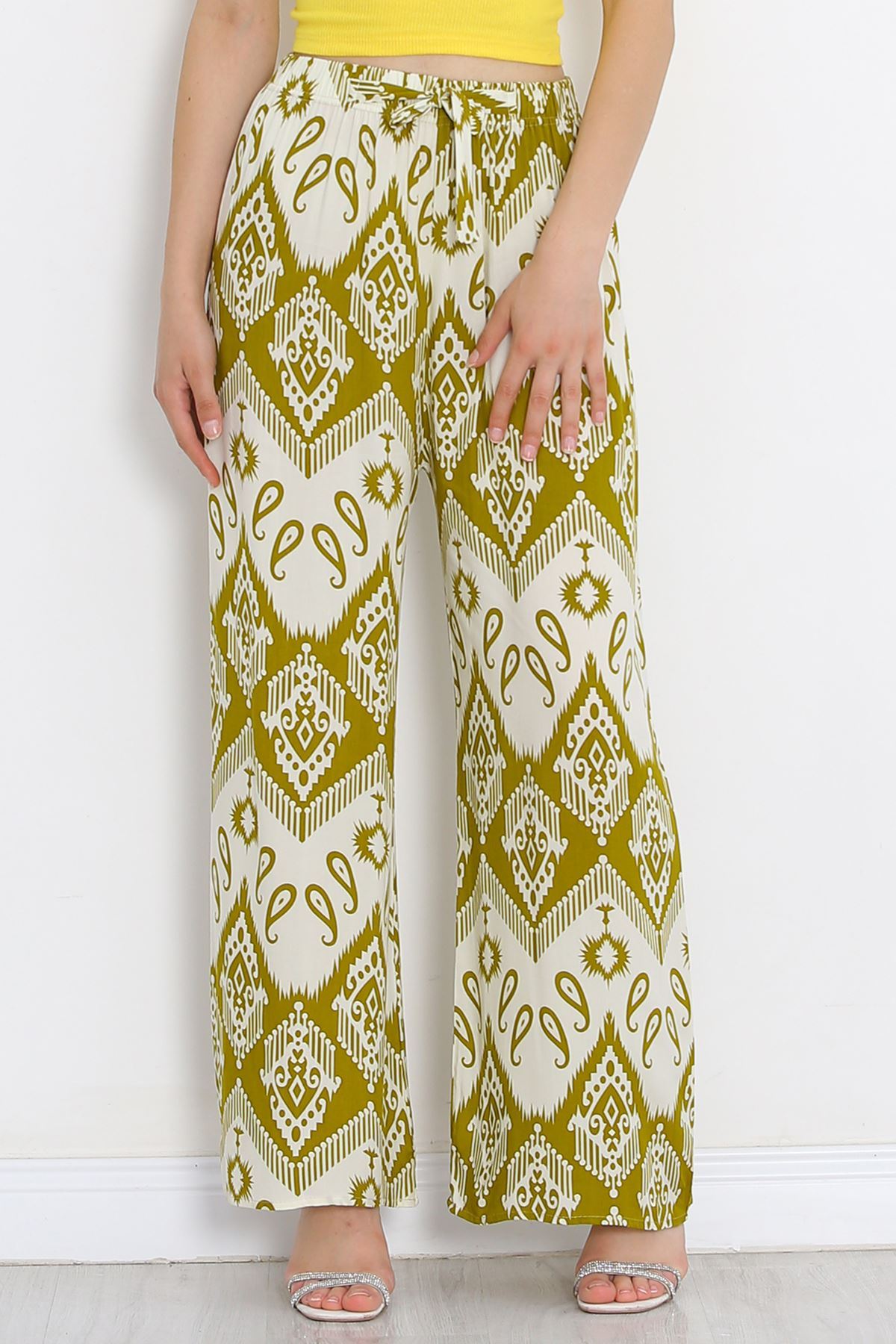 Patterned Woven Pants Oil Green - 18979.1095.