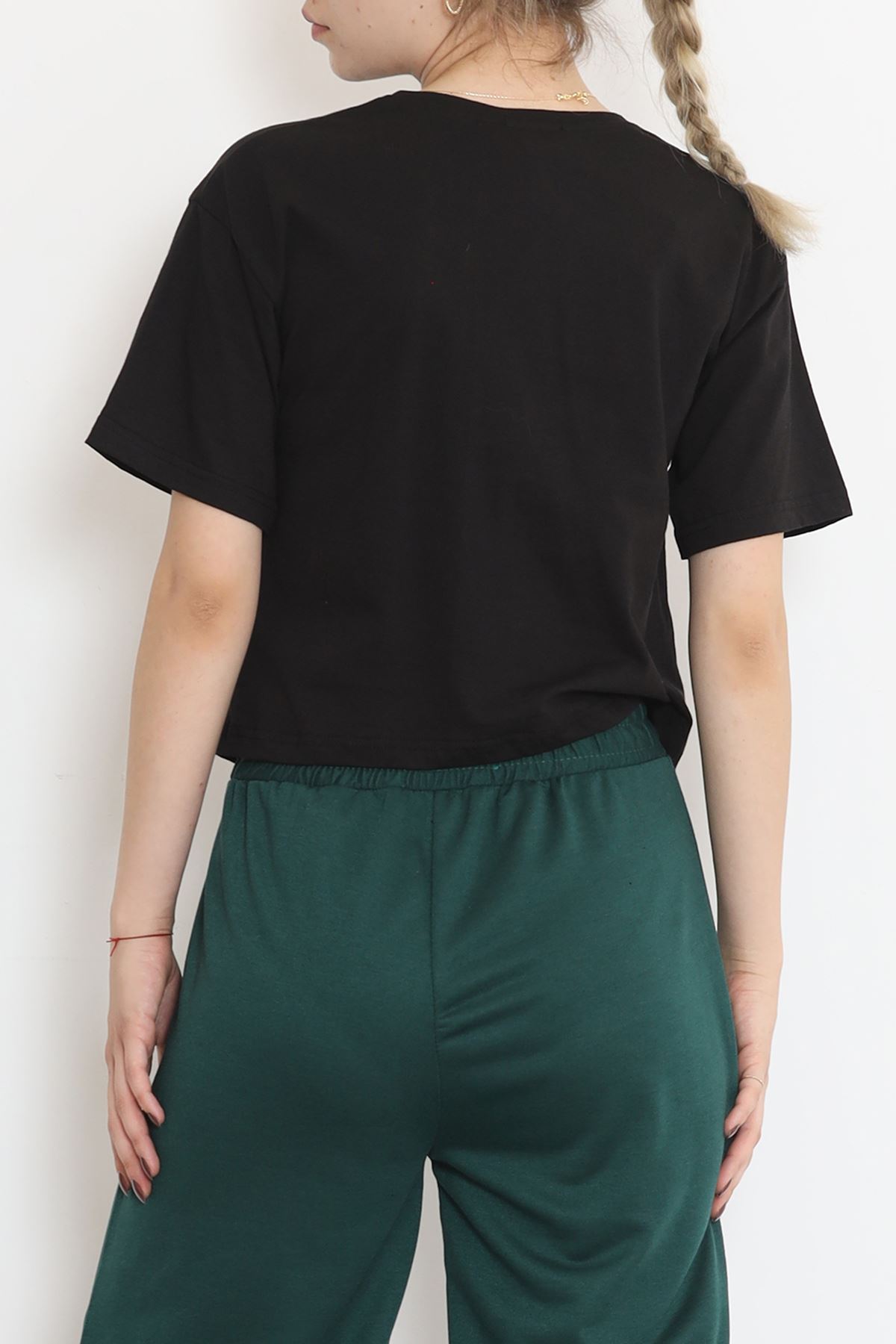 Crew Neck Crop T-shirt Black - 16476.1567.