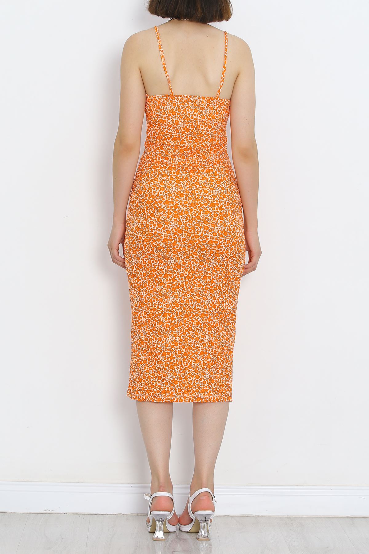 Strappy Patterned Dress Whiteorange - 650.1247.