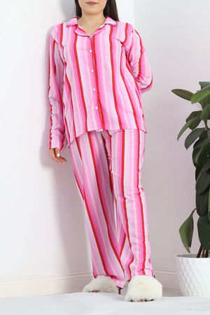 Baskılı Battal Pijama Takımı Pembekırmızı - 778.1287.