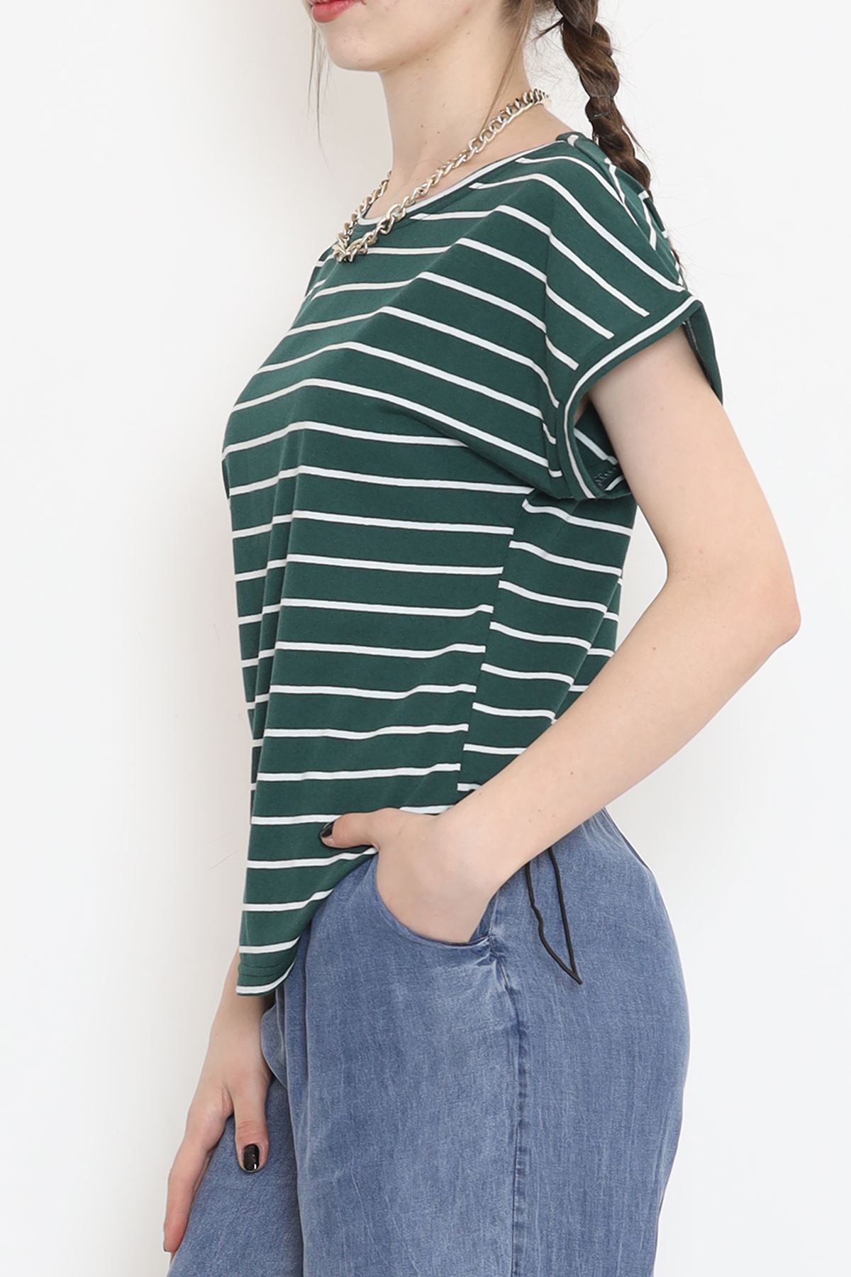 Single jersey striped duplex t-shirt Emerald - 15918.1567.