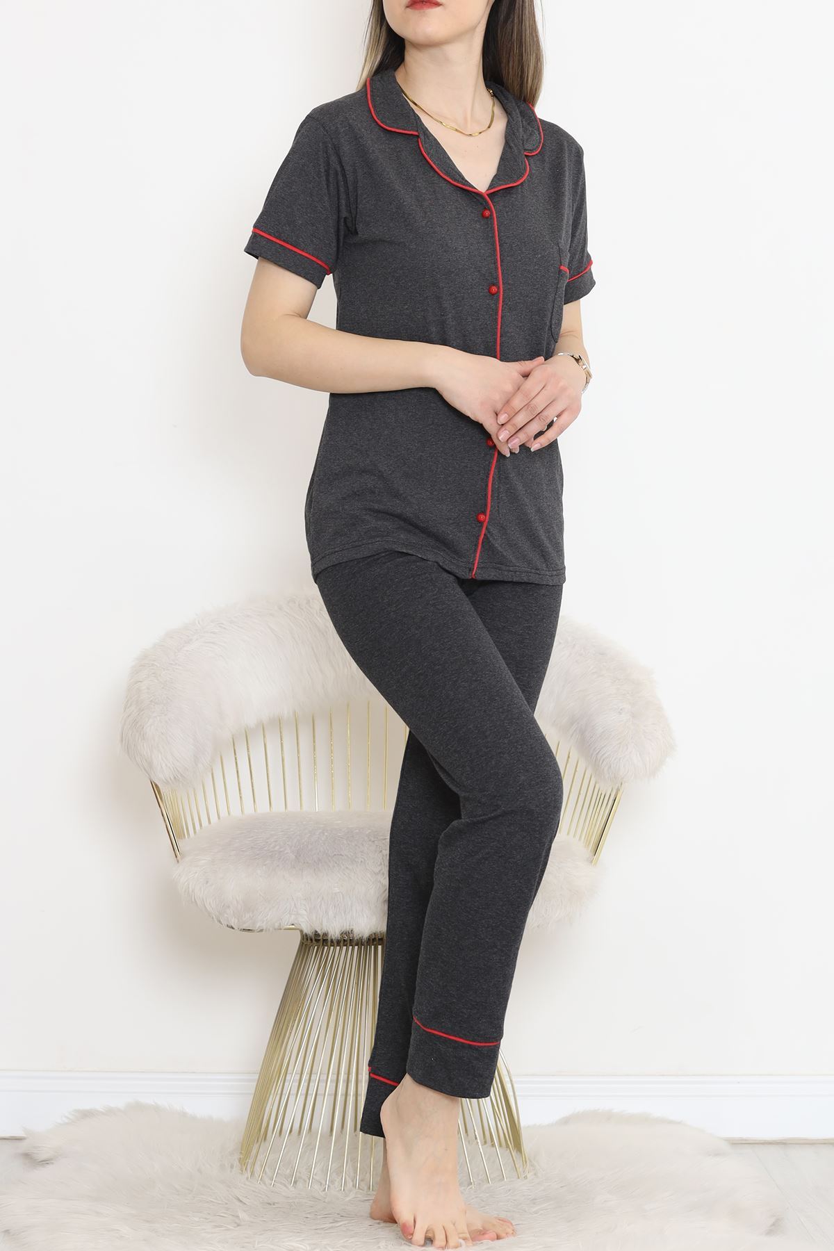 Pajama Set Anthracite with Front Pocket - 11404.1048.