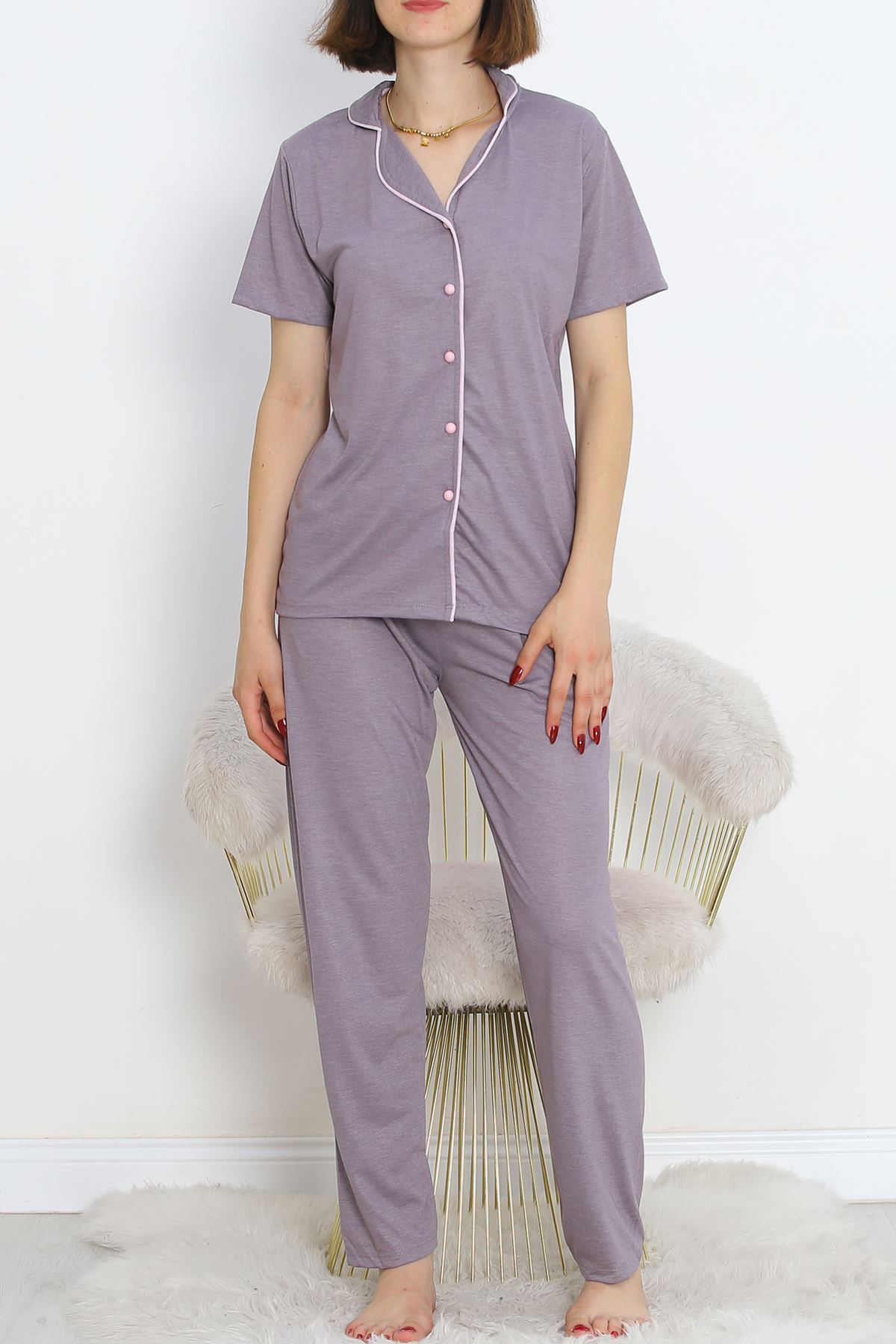 Short Sleeve Polyviscose Suit Mink - 707.1287.