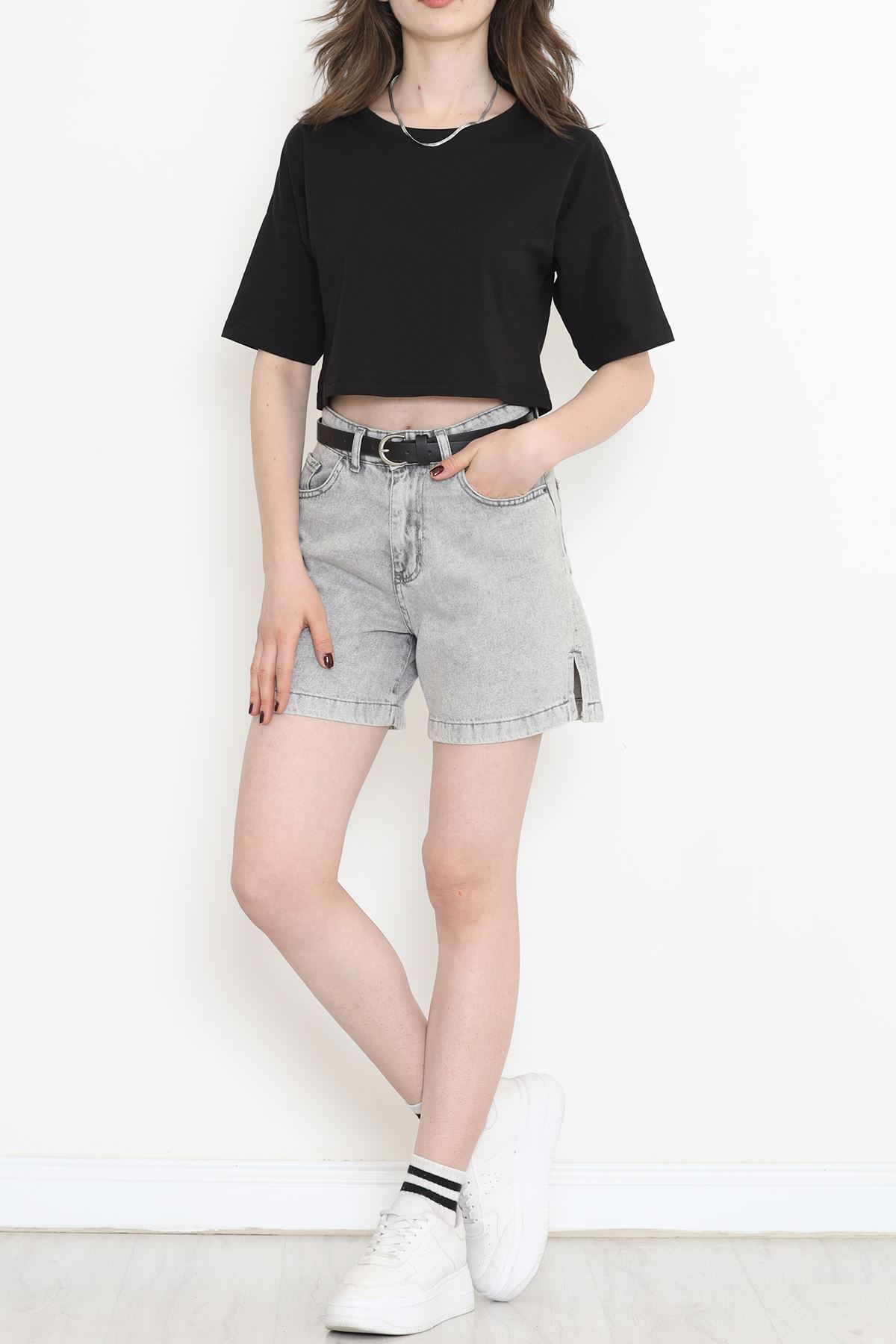 Single Jersey Crop T-shirt Black - 1111.1567.