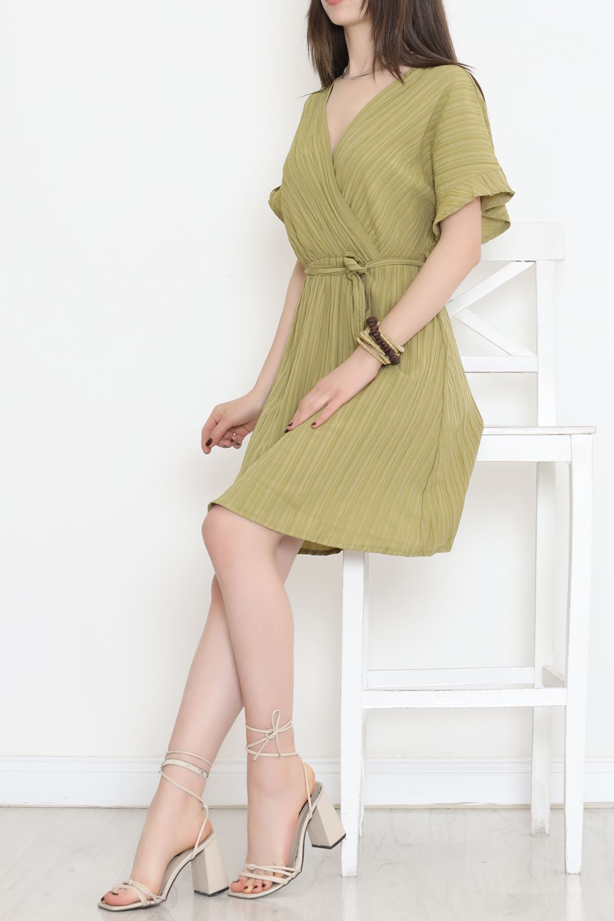 Double-breasted Collar Dress Green - 17368.701.