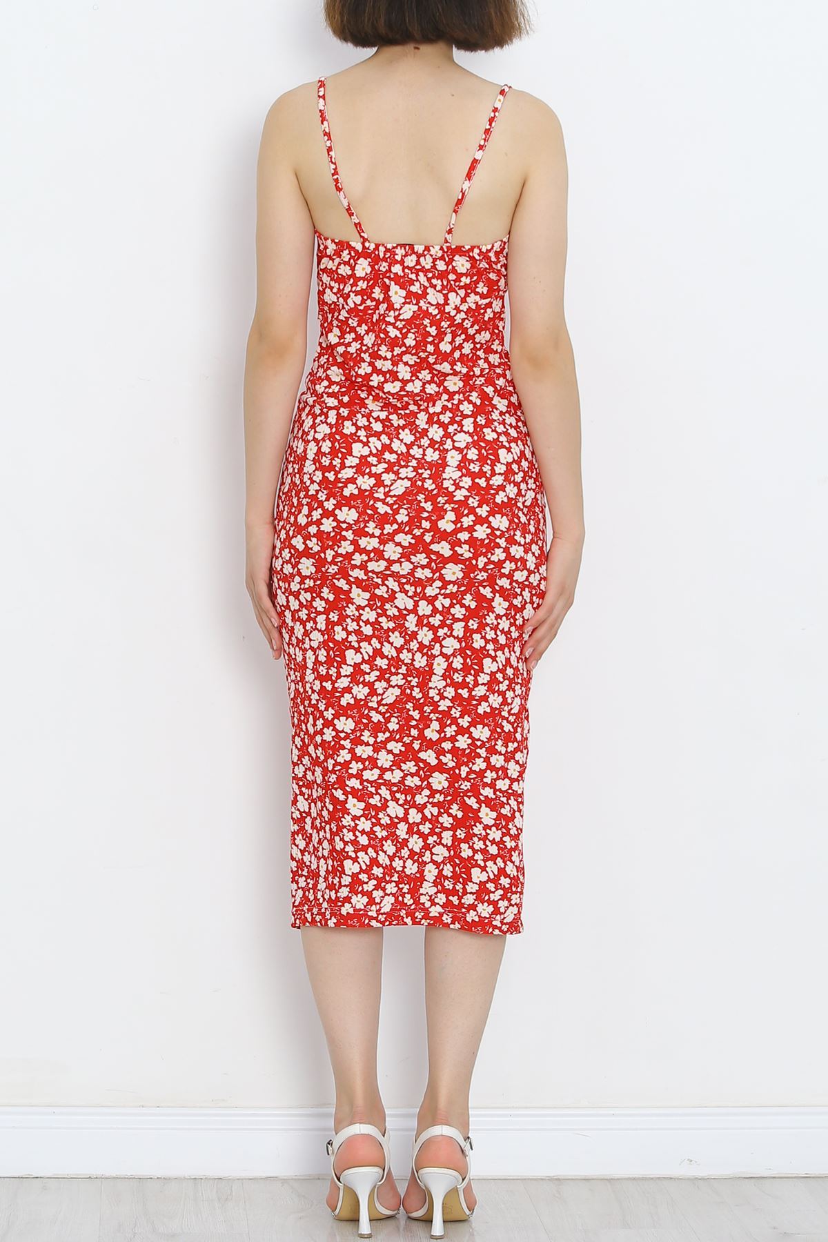 Strappy Patterned Dress Floral Red - 650.1247.