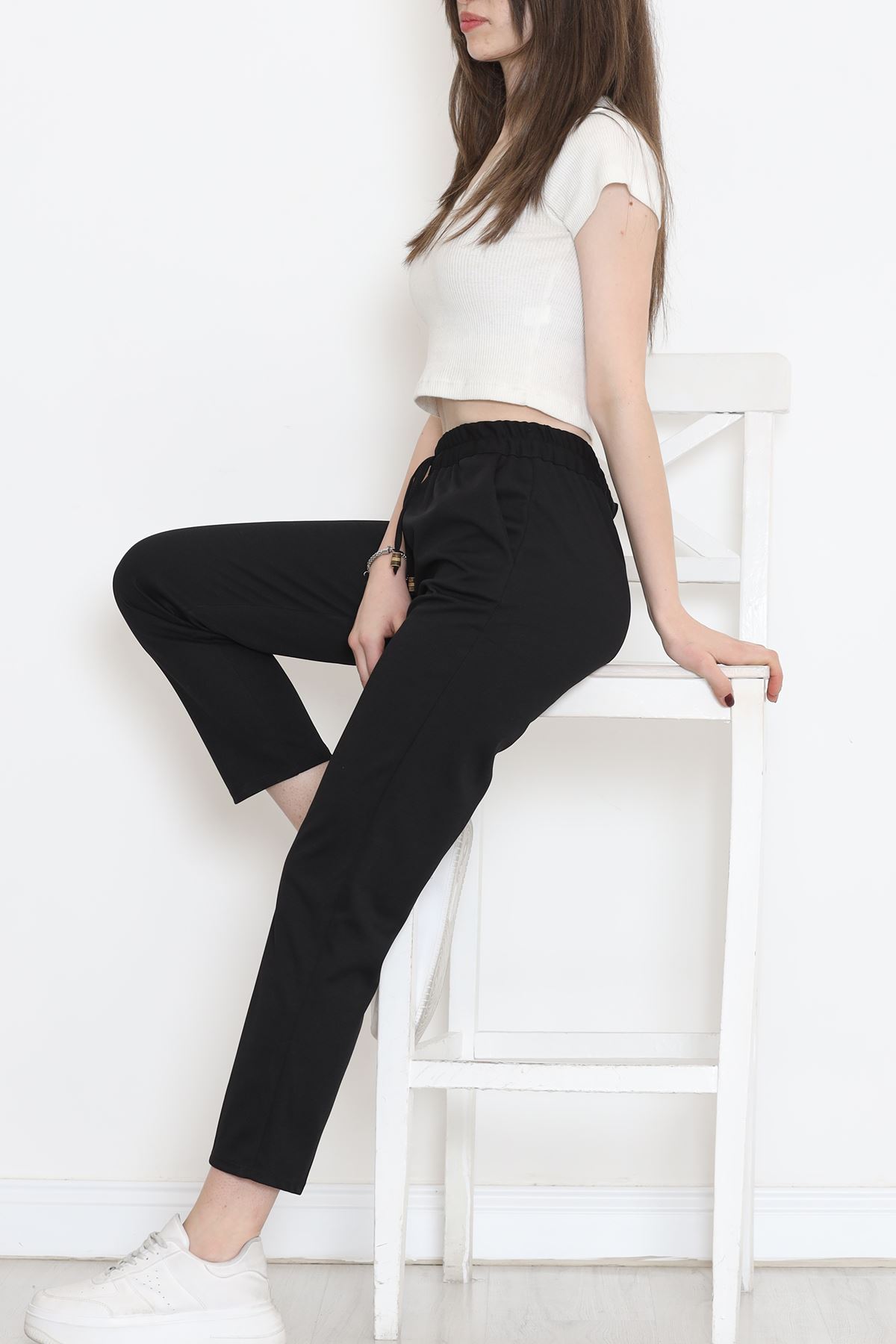 Crepe Lace-up Detailed Pants Black - 152429.1778.