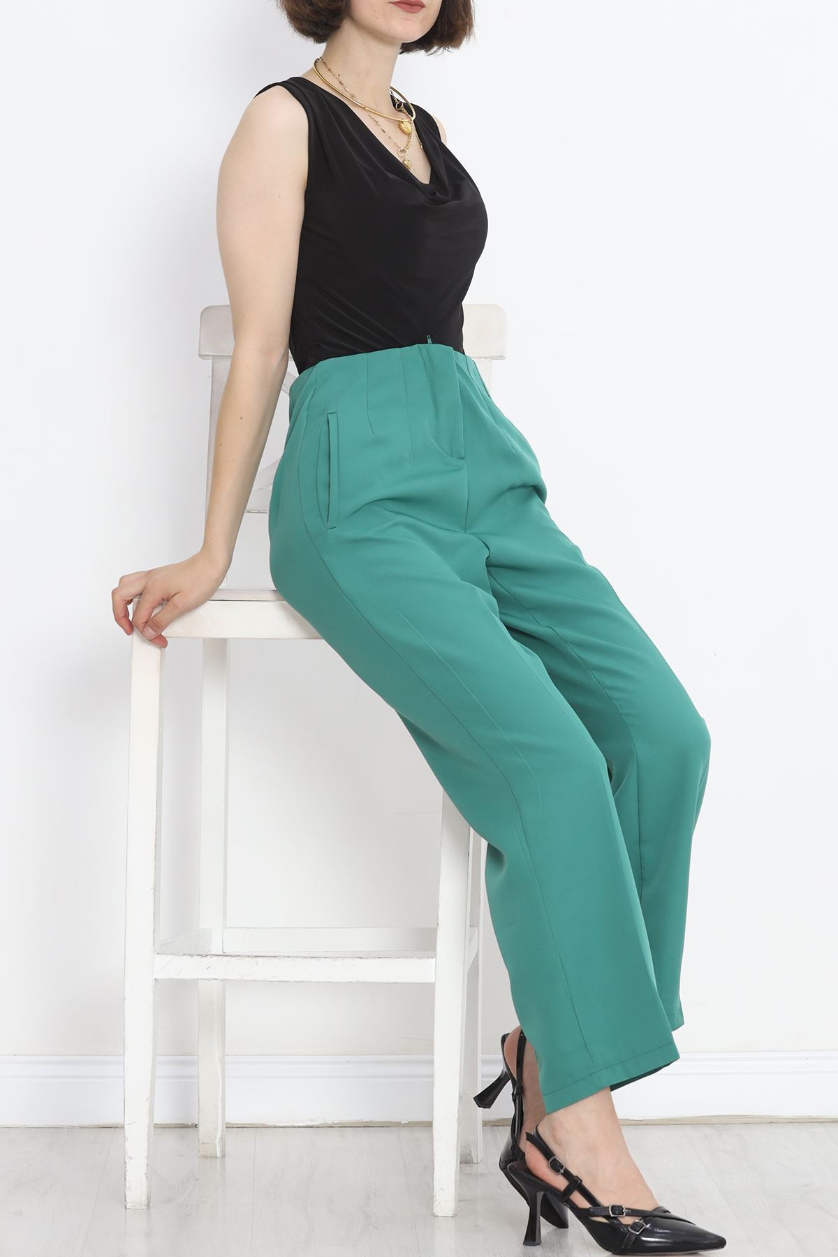 Pants with Waist Cuffs Dark Green - 20857.683.