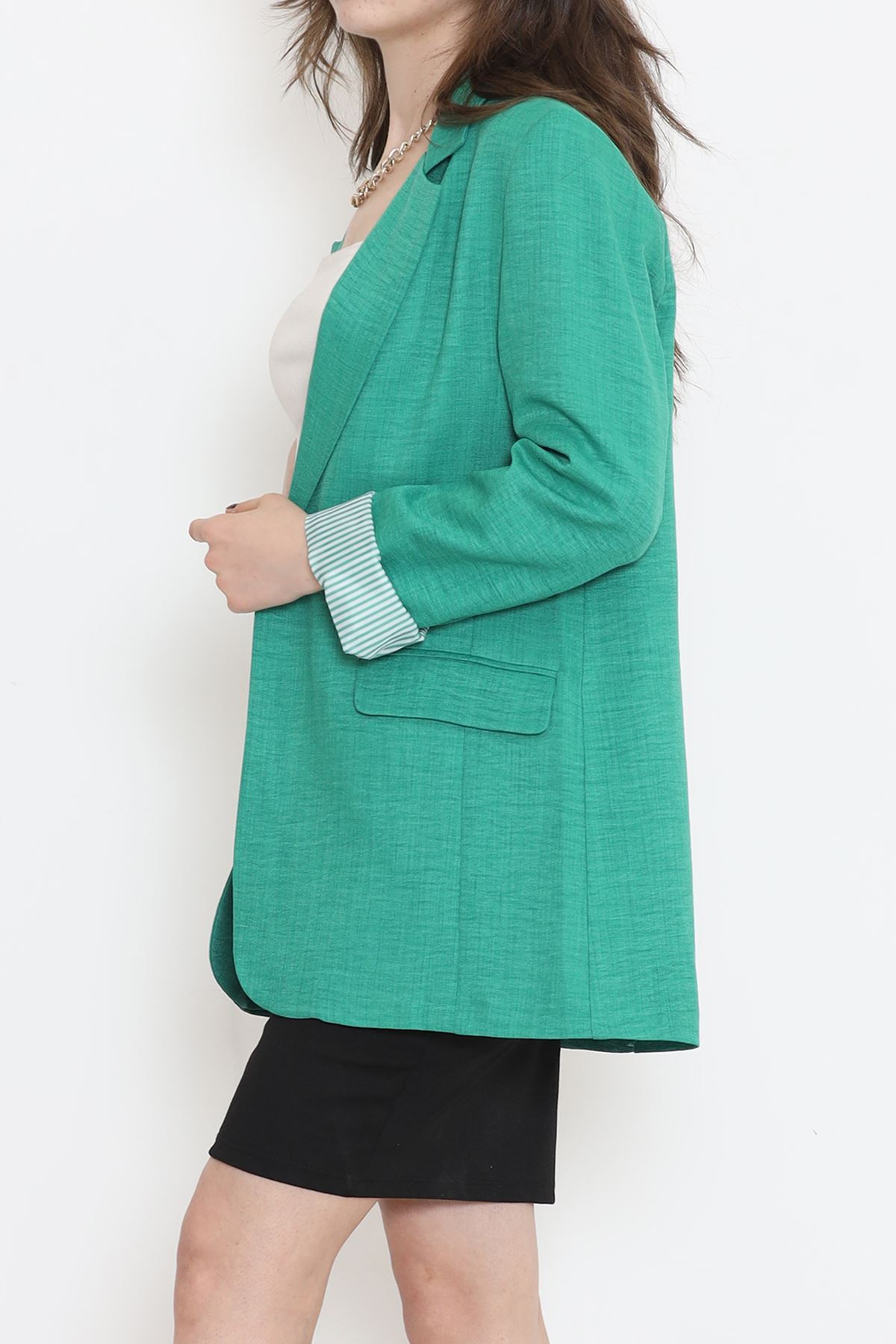 Sleeve Lining Striped Jacket Green - 18299.1322.