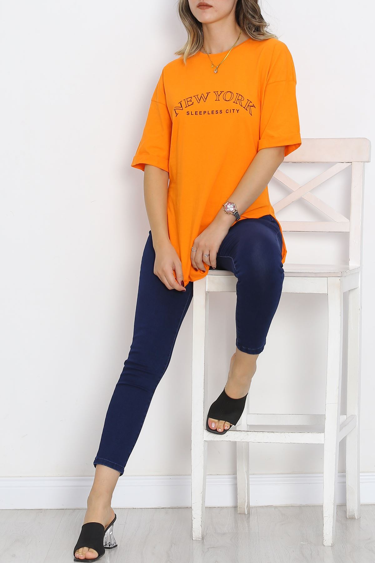 Printed Double Sleeve T-Shirt Orange - 16560.1567.