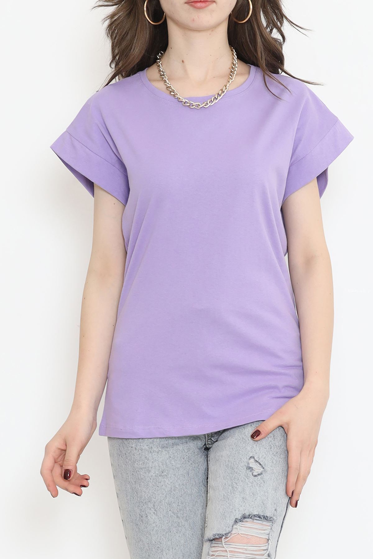 Single Jersey Double Sleeve T-Shirt Purple - 15875.1567.