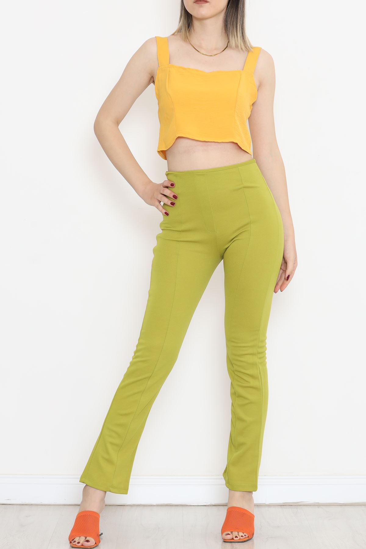 Side Zipper Pants Oil Green - 18412.631.