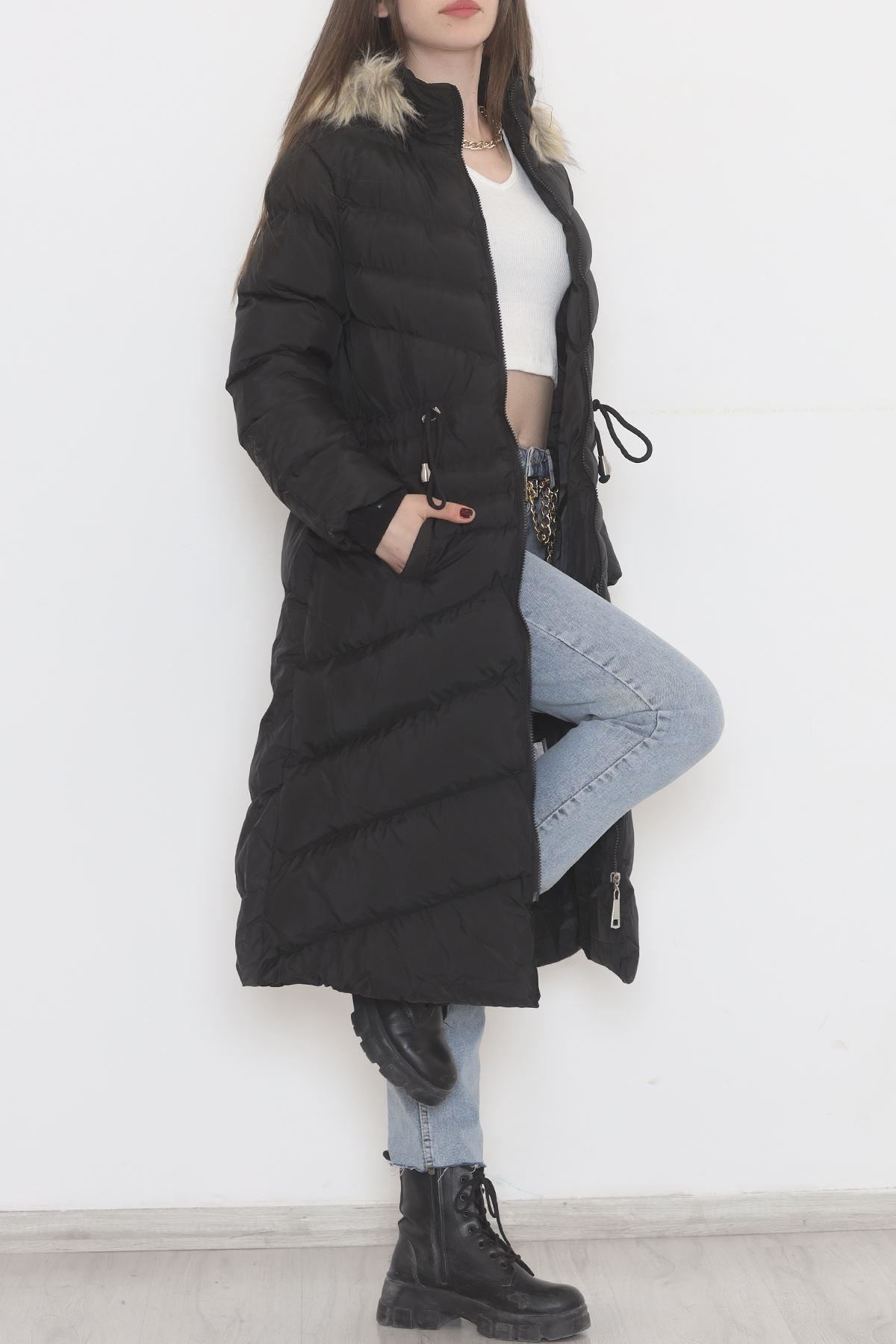 Jesica Coat with Fur Hood Black - 1780.1555.