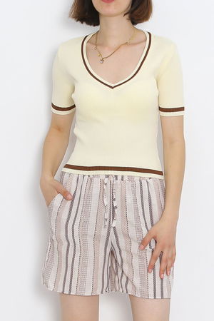 V Neck Sweater T-shirt Beige - 18916.1247.