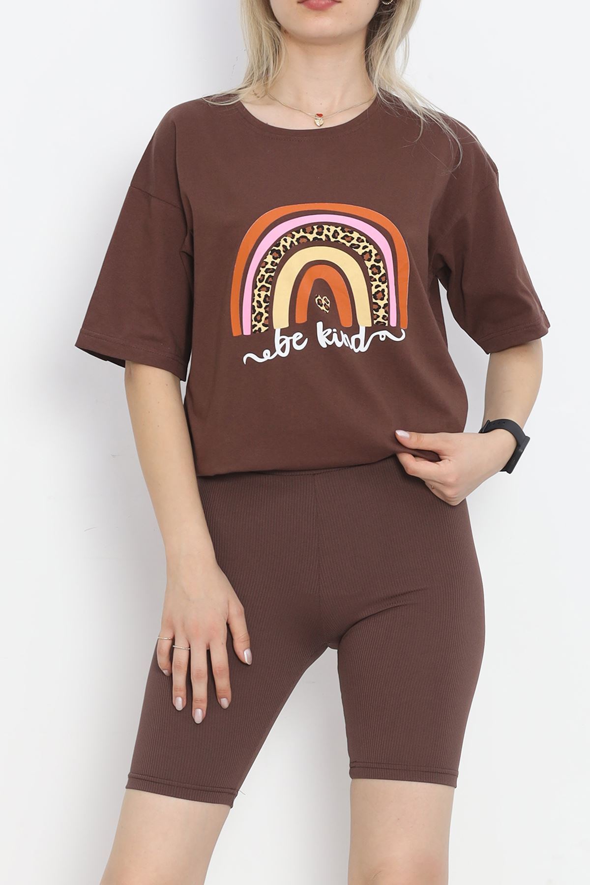 Printed Crew Neck T-shirt Coffee - 16522.1567.