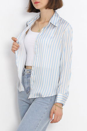 Striped Satin Shirt Blue Striped - 18889.1247.