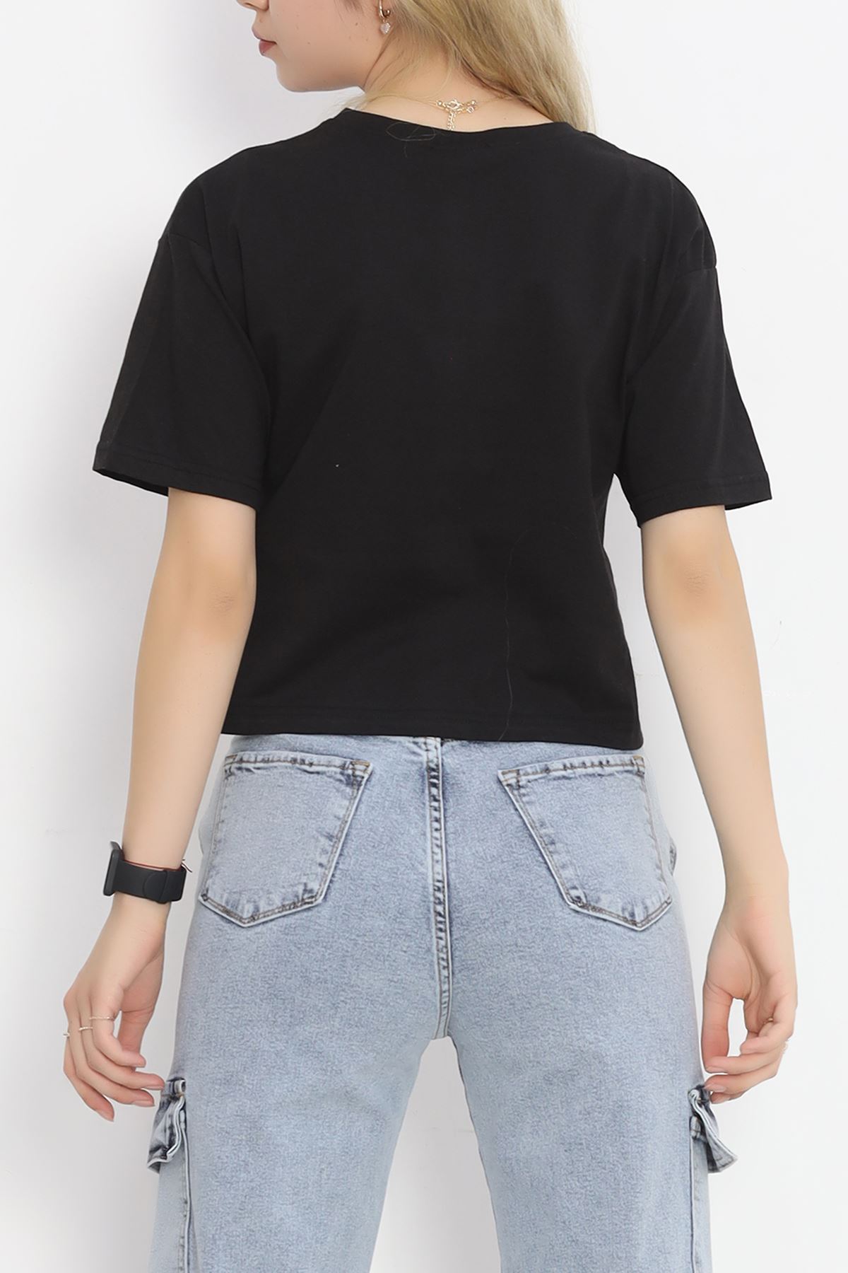 Printed Crop T-shirt Black - 16483.1567.