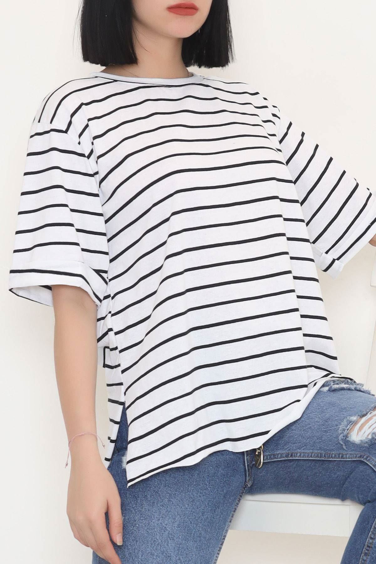 Striped T-shirt White and Black - 9173.1567.