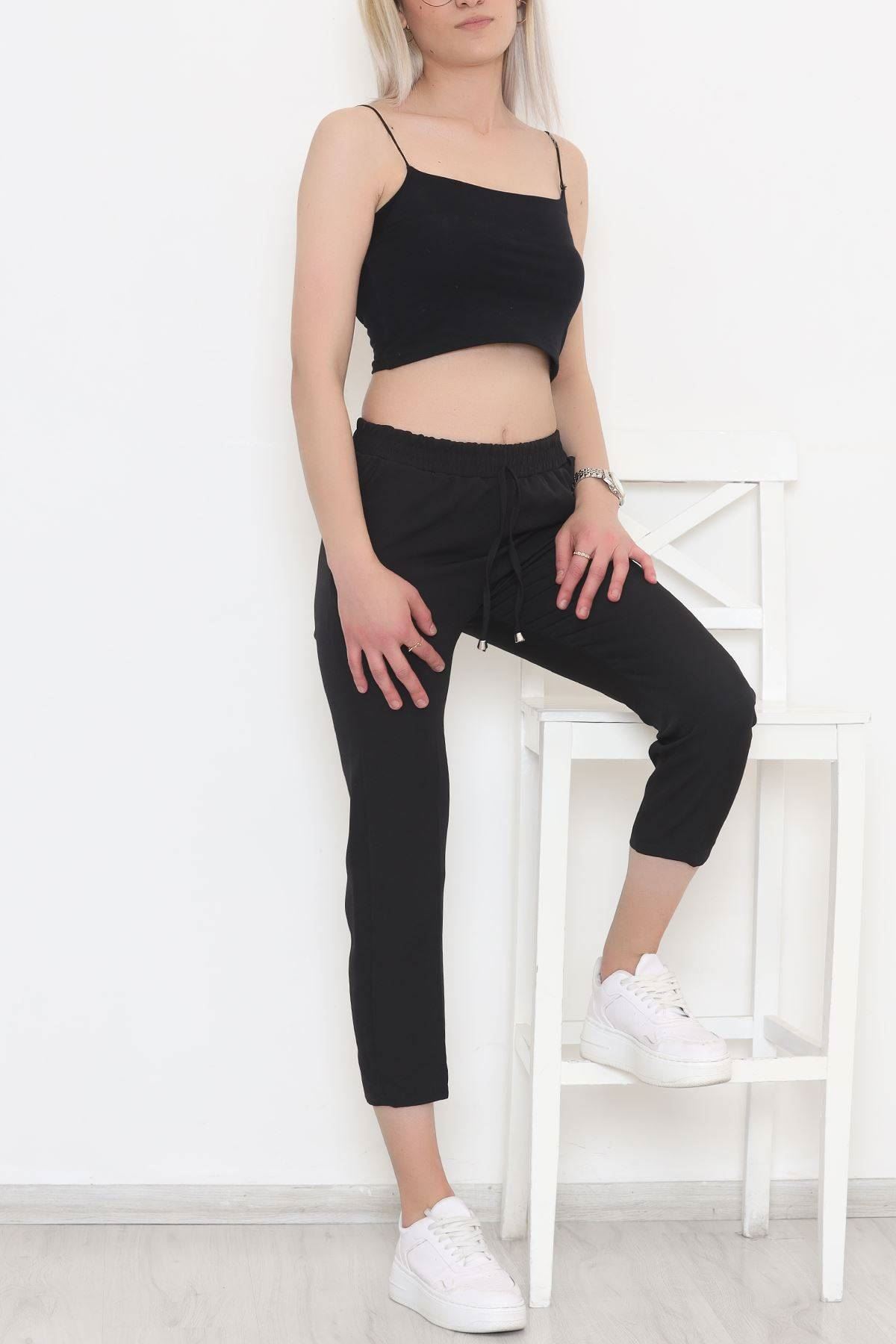 Elastic Waist Double Pants Black - 20918.683.