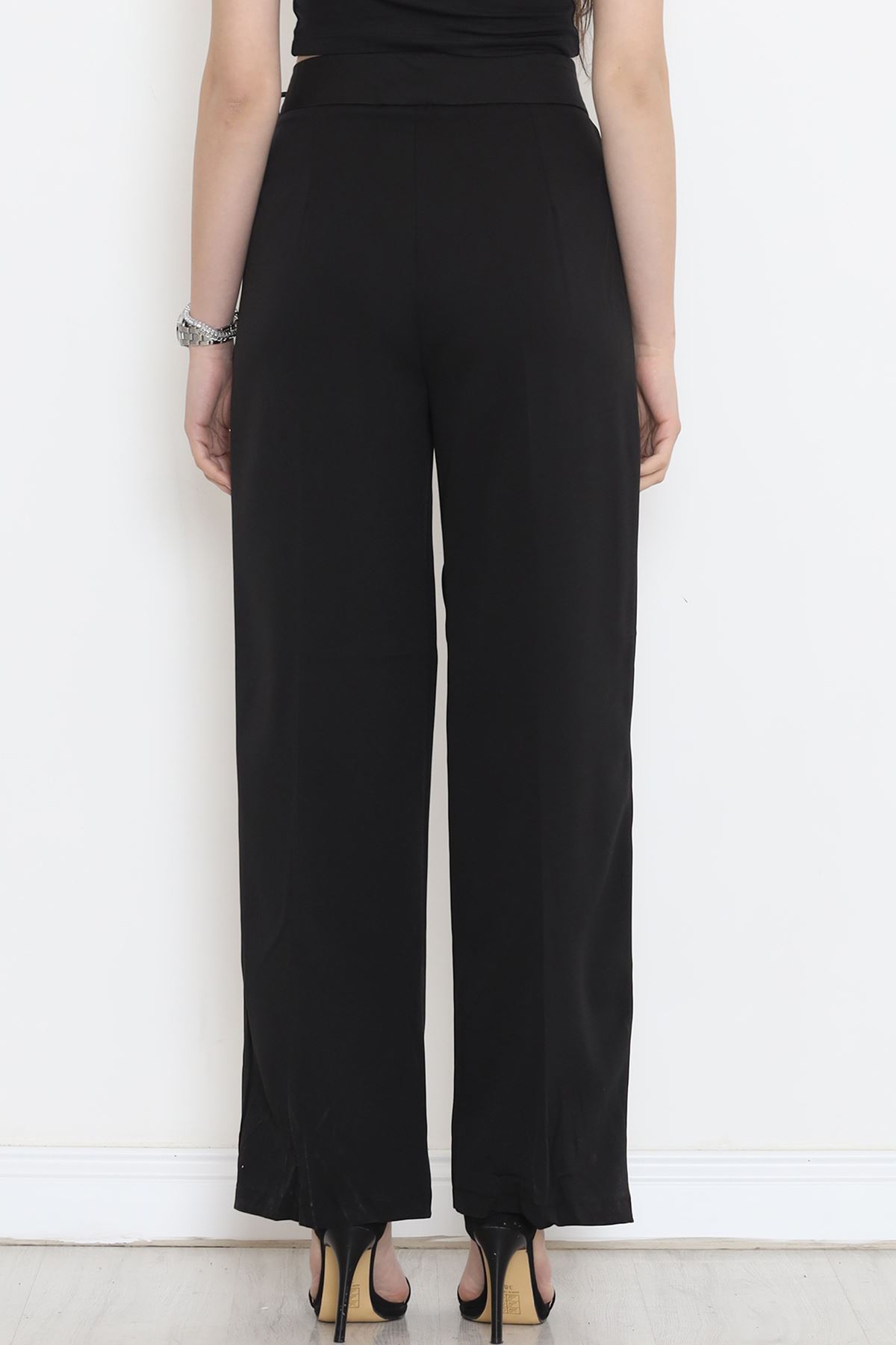 Palazzo Pants with Waist Ties Black - 20701.683.