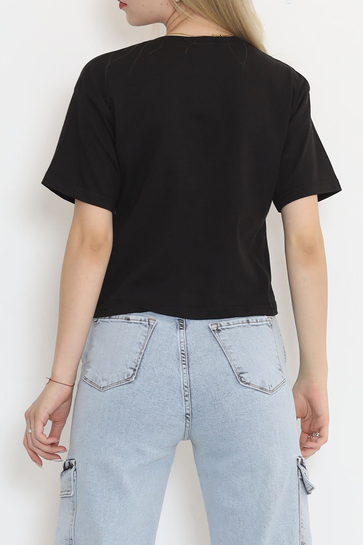 Printed Crop T-shirt Black - 16471.1567.