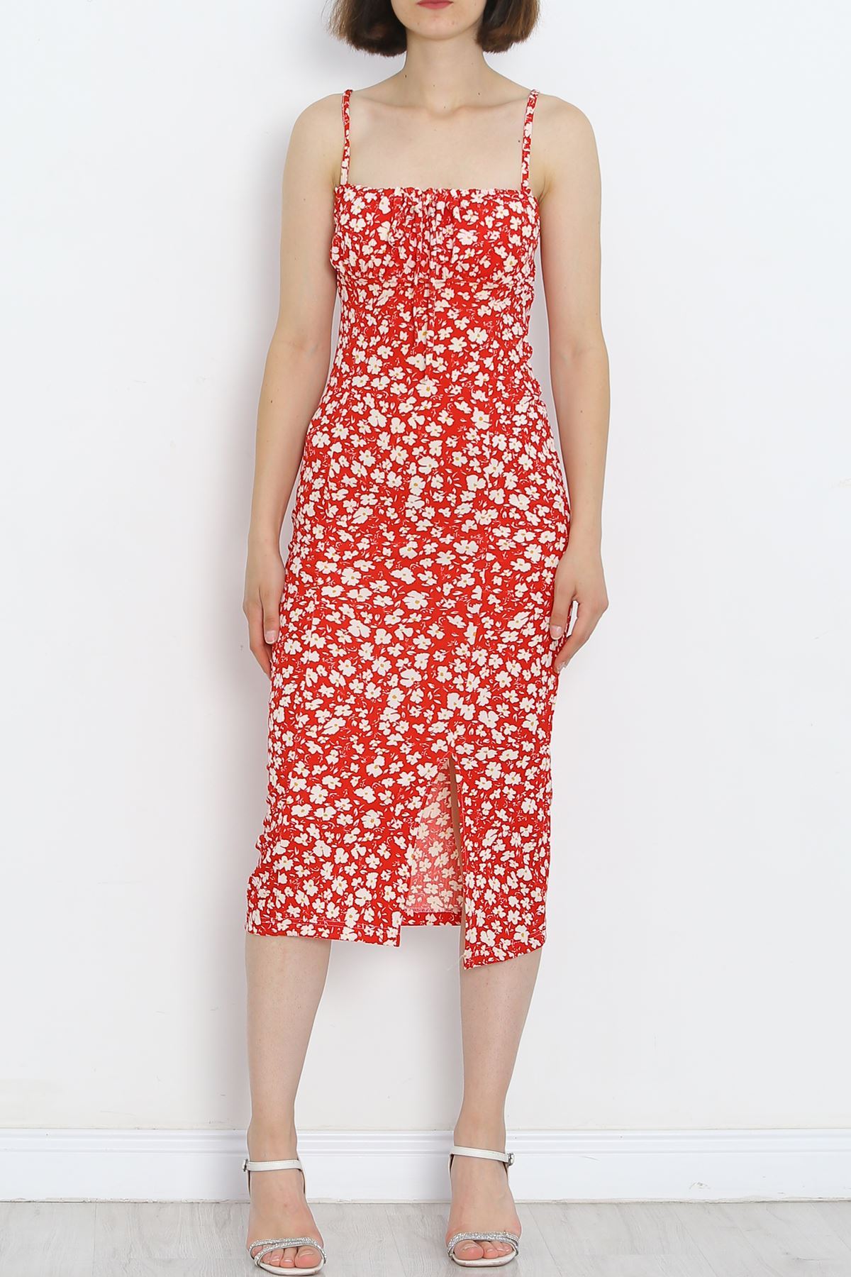 Strappy Patterned Dress Floral Red - 650.1247.