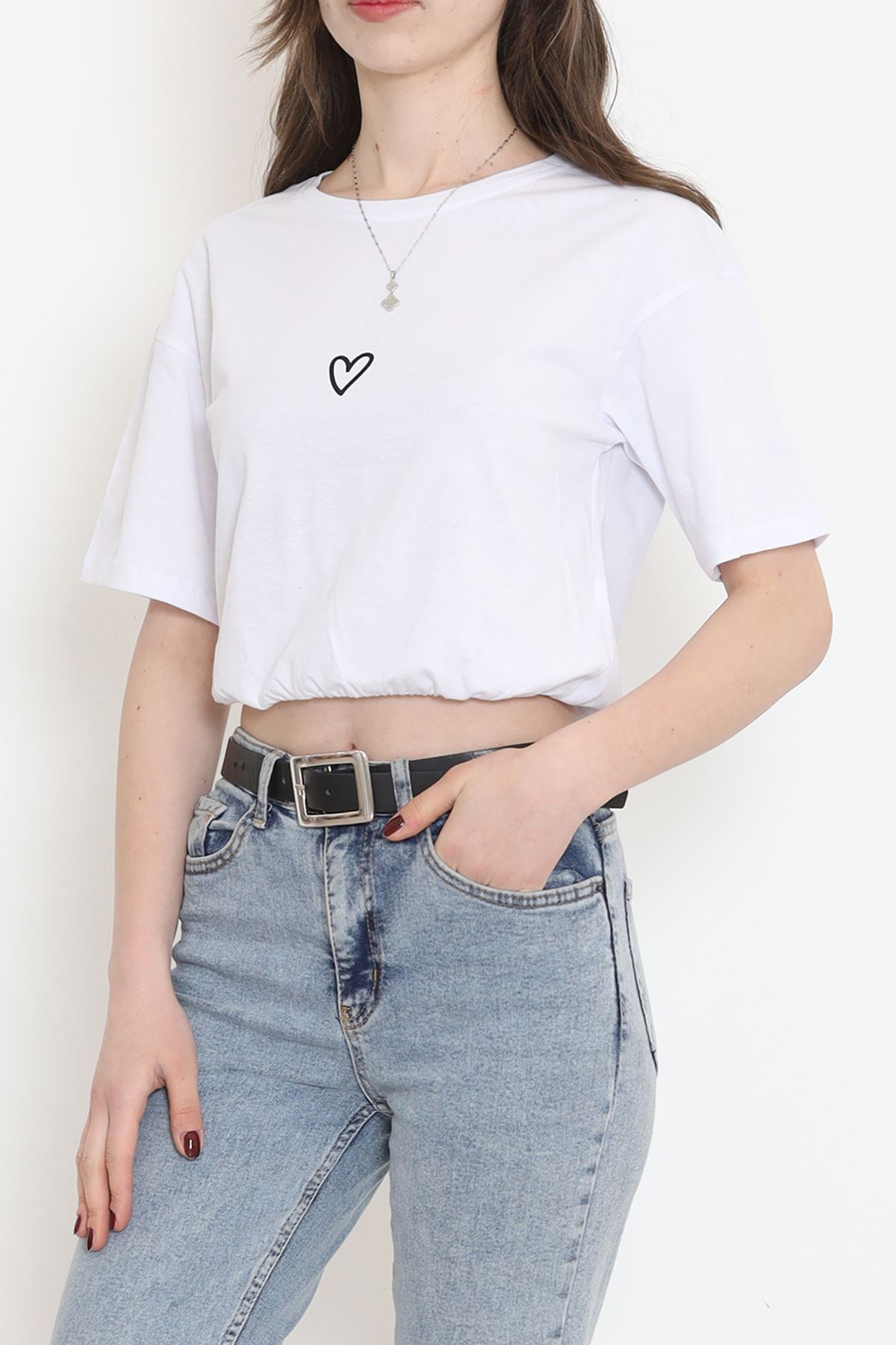 Printed Crop T-shirt White - 16548.1567.