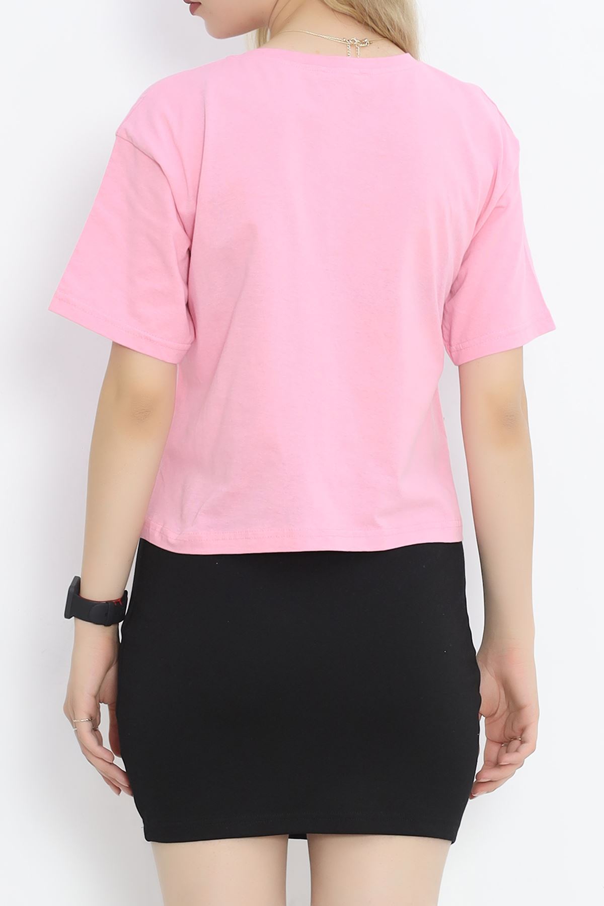 Printed Crop T-shirt Pink - 16473.1567.