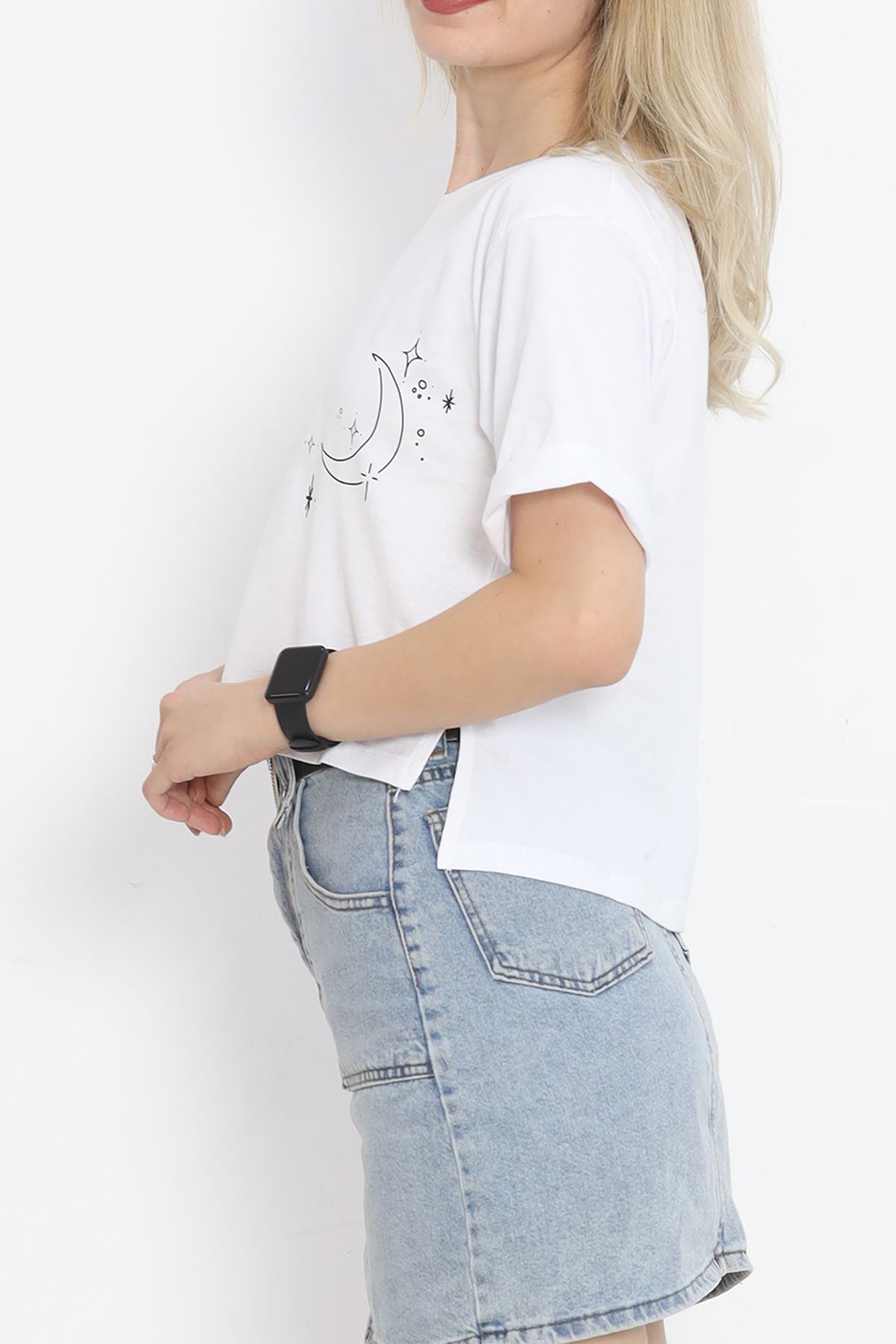 Printed Crop T-shirt White - 18667.1567.