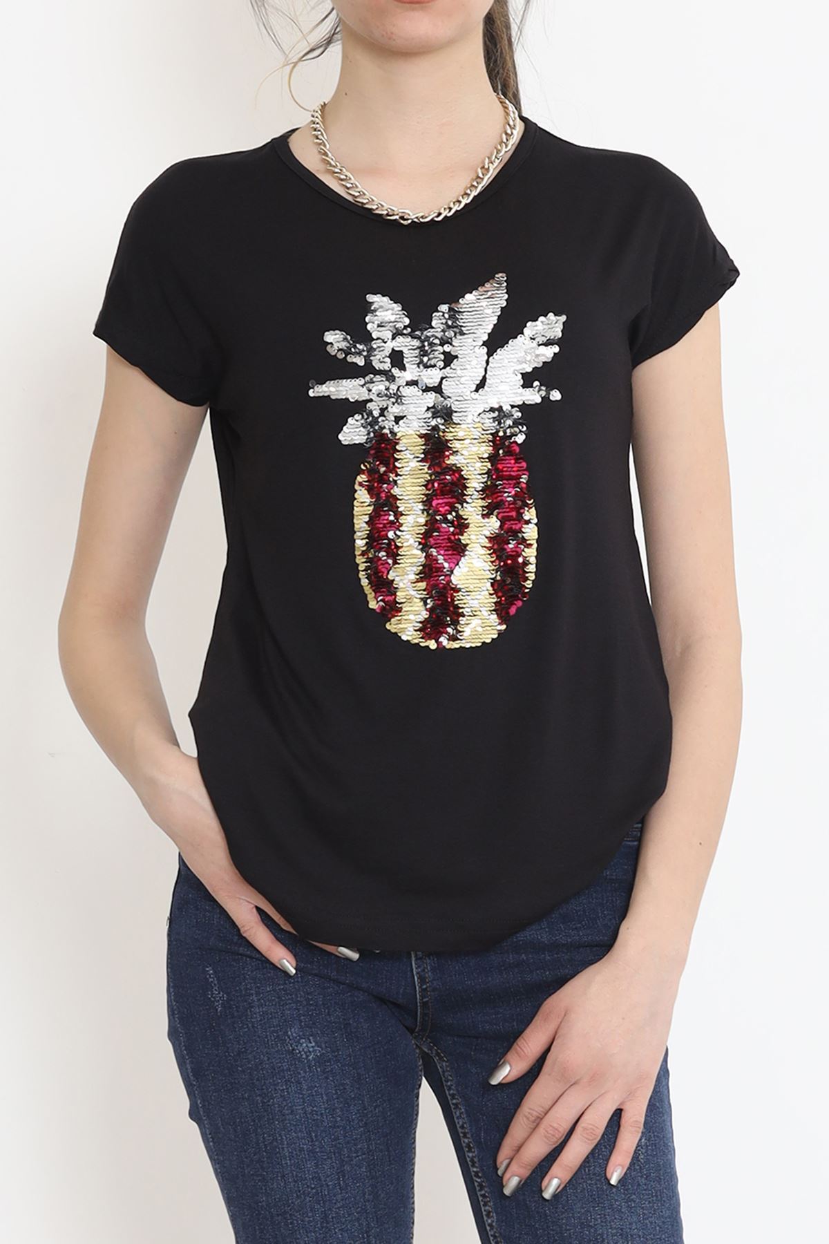 Pineapple Sequin Blouse Black - 17125.599.