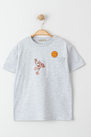 3-7 Years Printed Kids T-Shirt Gray with Pockets - 224626.1576.