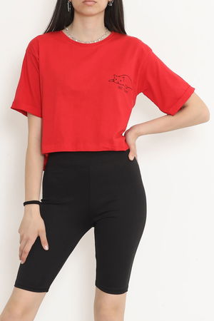 Double Sleeve Crop T-shirt Red - 18658.1567.