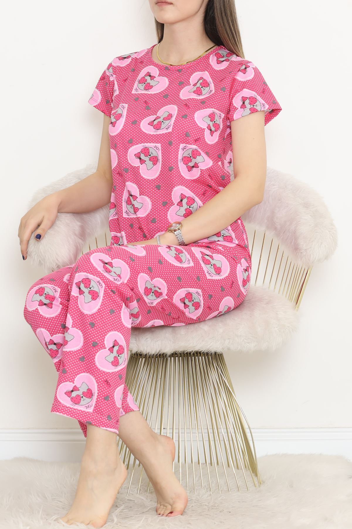 Patterned Pajama Set Fuchsia - 130.1287.