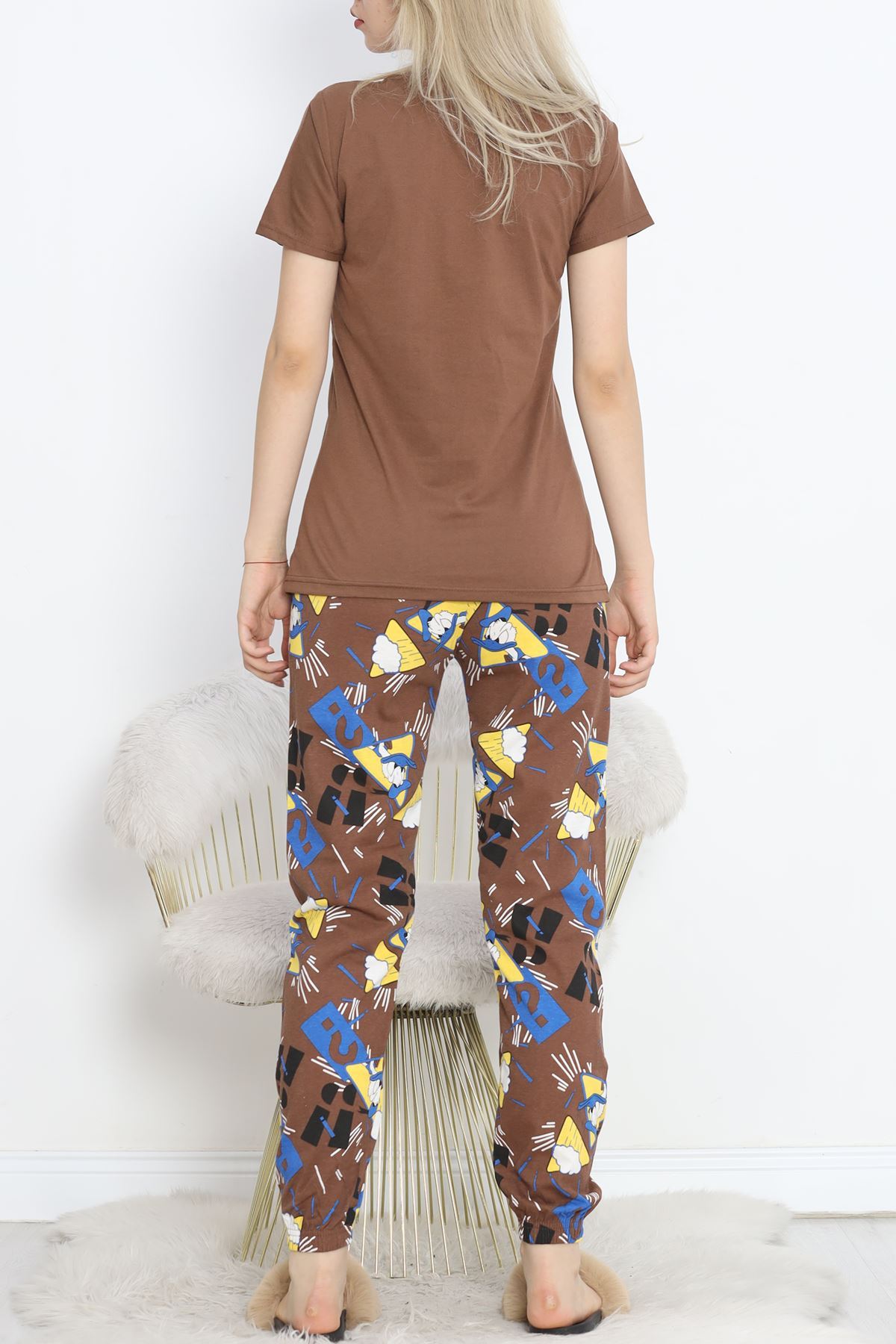 Pajama Set with Elastic Cuffs Coffee - 18736.1567.