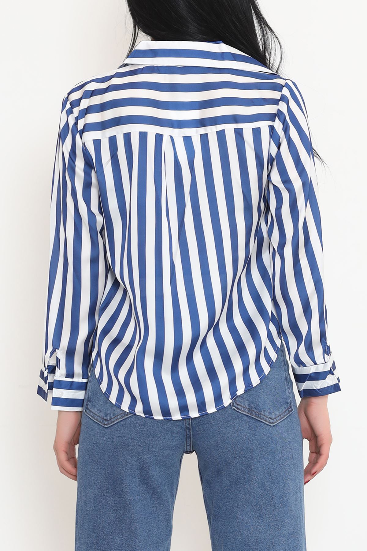 Striped Satin Shirt Beyazsaks - 909.1247.