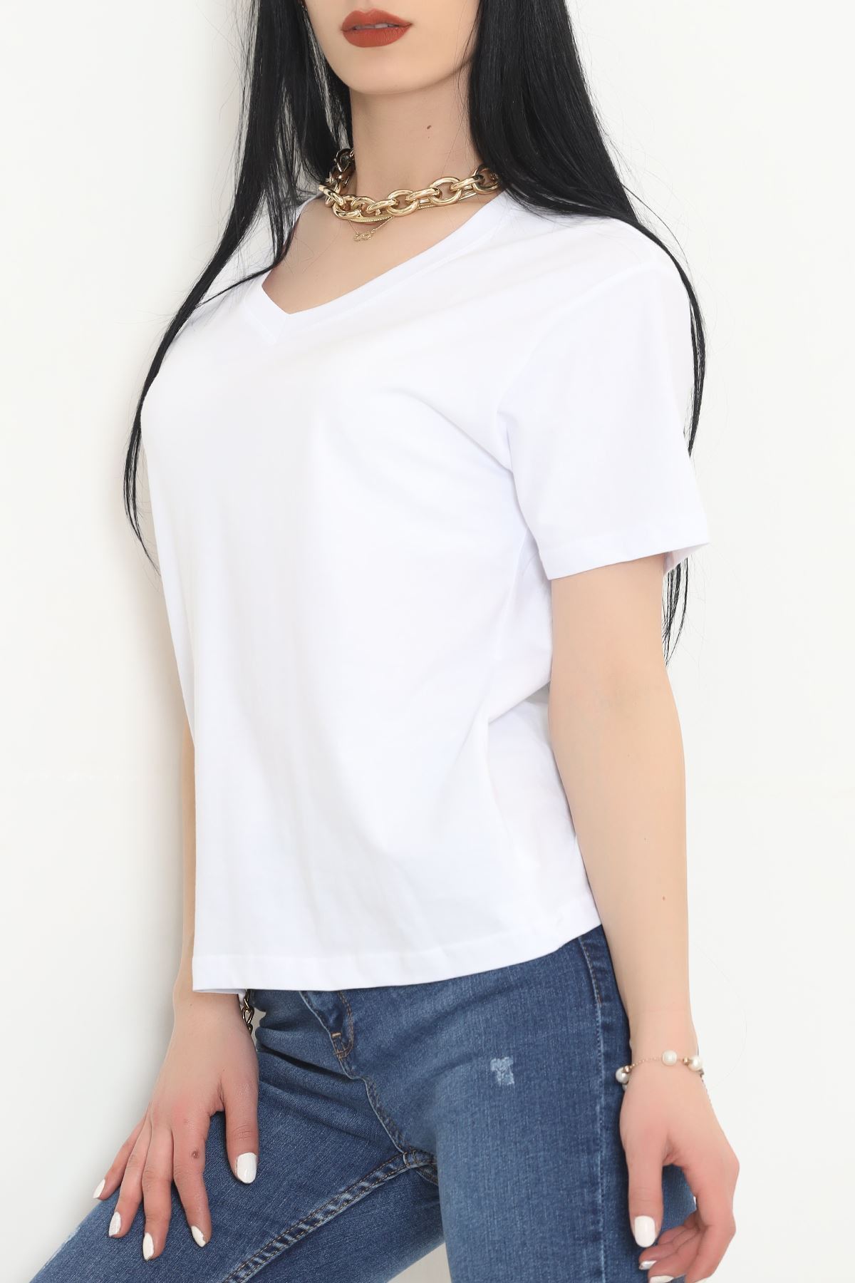 V-neck T-shirt White - 3644.105.