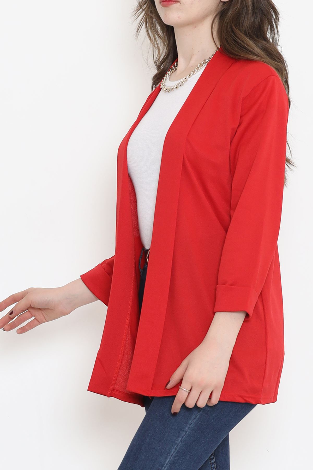 Knitted Crepe Jacket Red - 1185.1095.