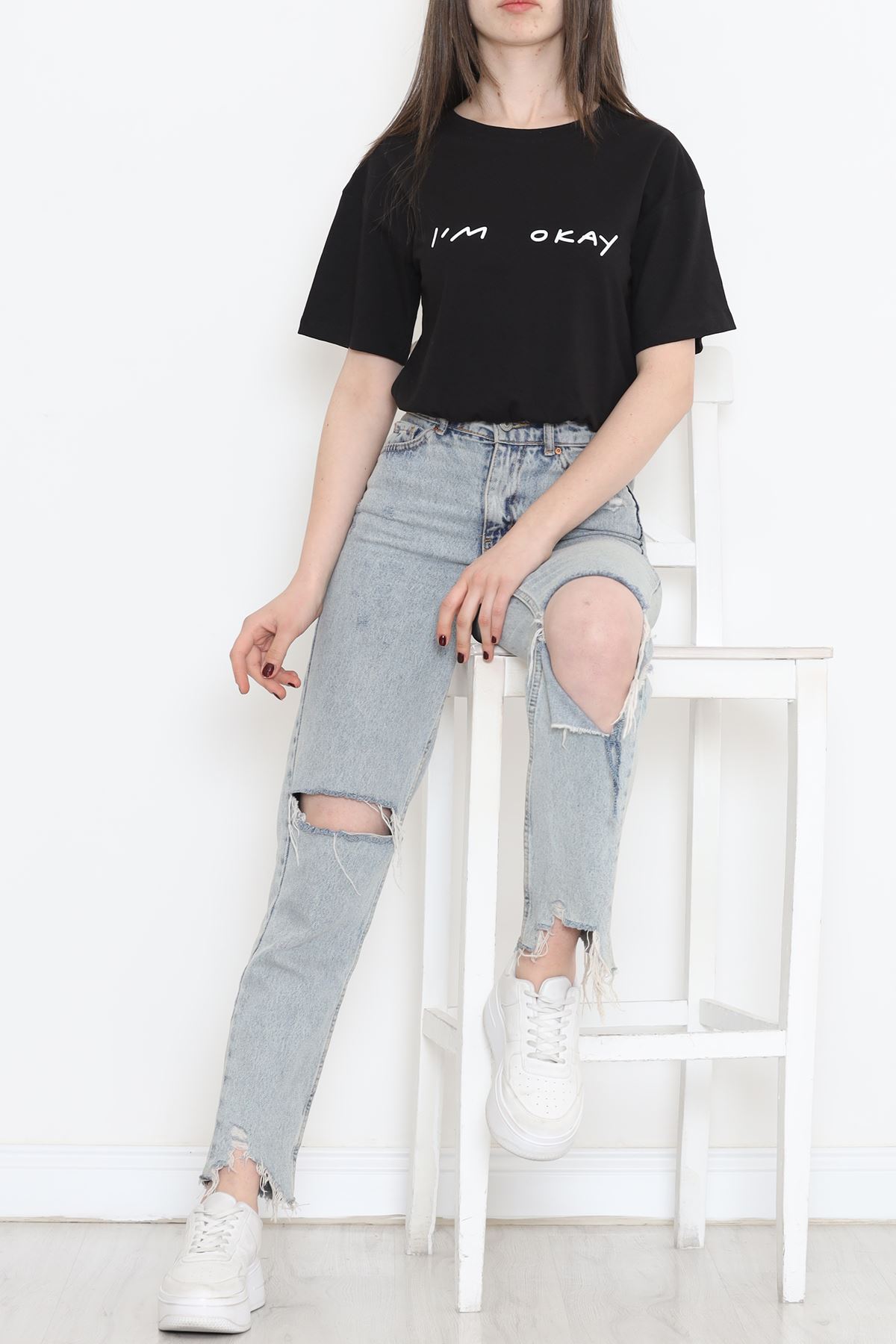 Crop T-shirt with Elastic Waistband Black - 16550.1567.