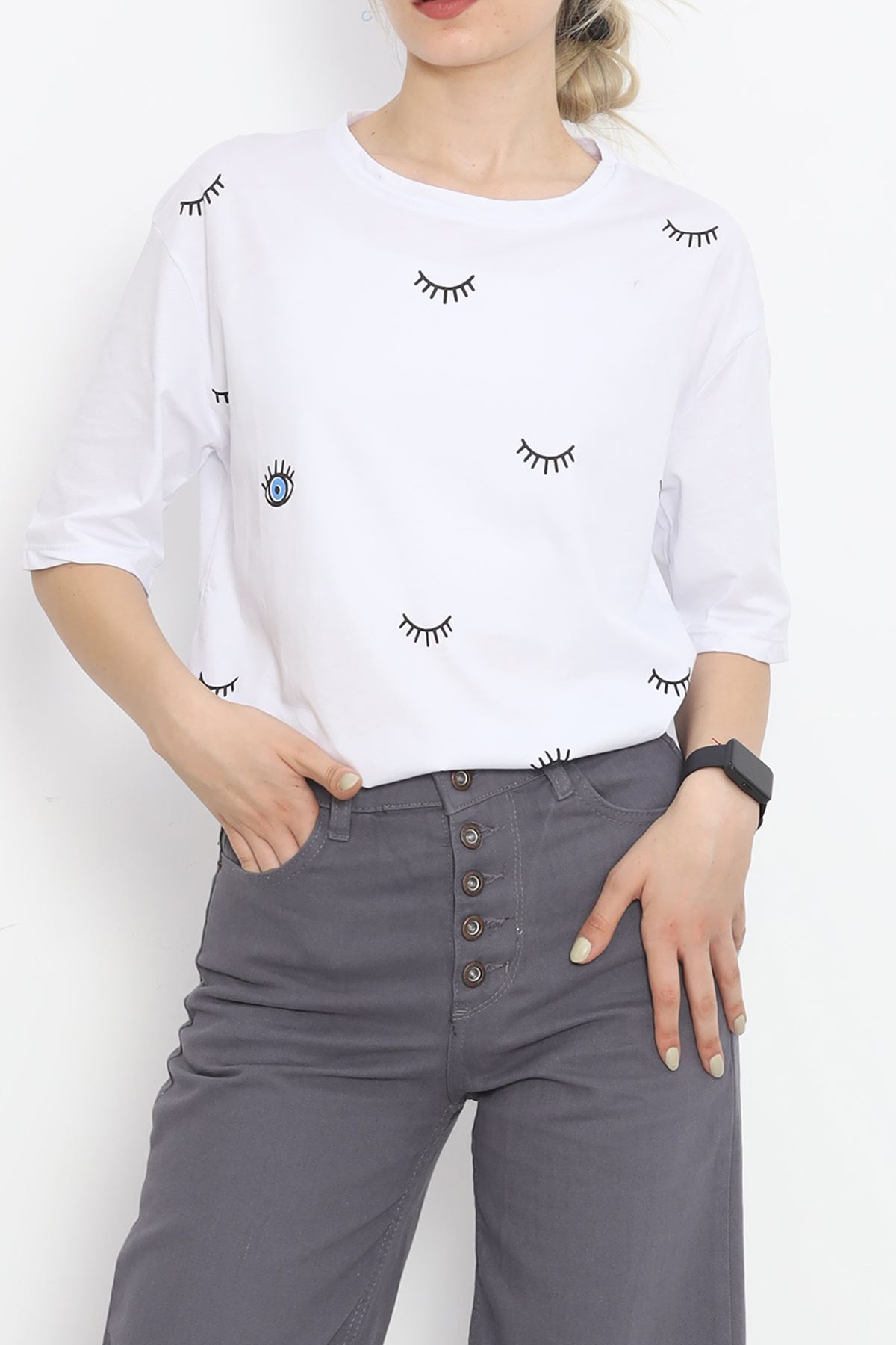 Eye Embroidered T-shirt White1 - 1885.751.