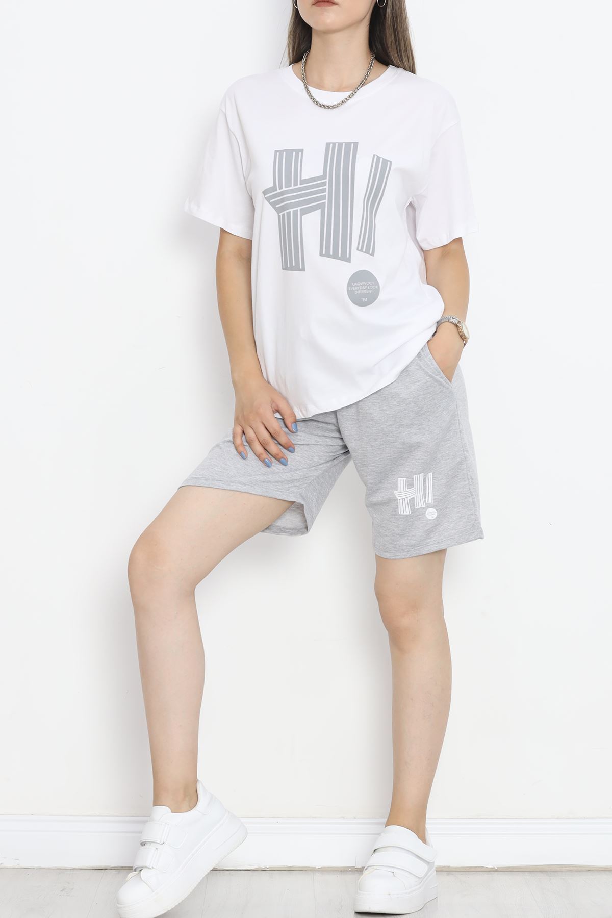 Printed Shorts Set Gray - 16680.1005.