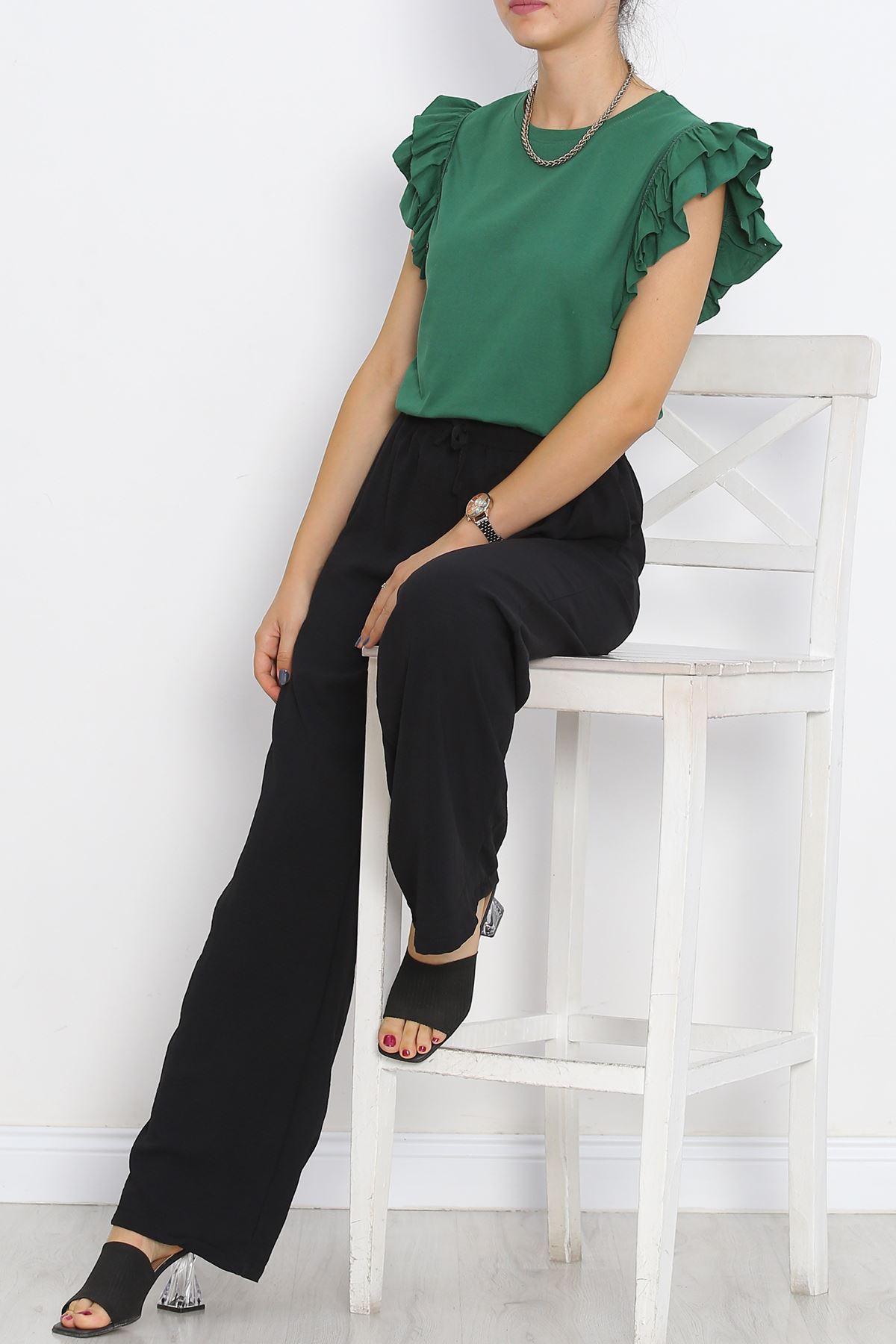 Ruffle Sleeve T-Shirt Emerald - 15876.1567.