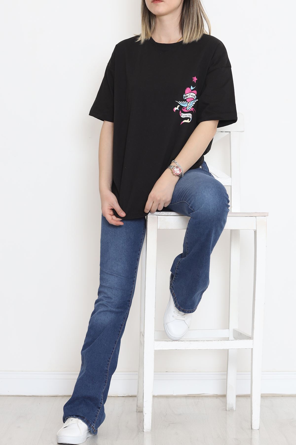 Front Back Printed T-Shirt Black - 16497.1567.