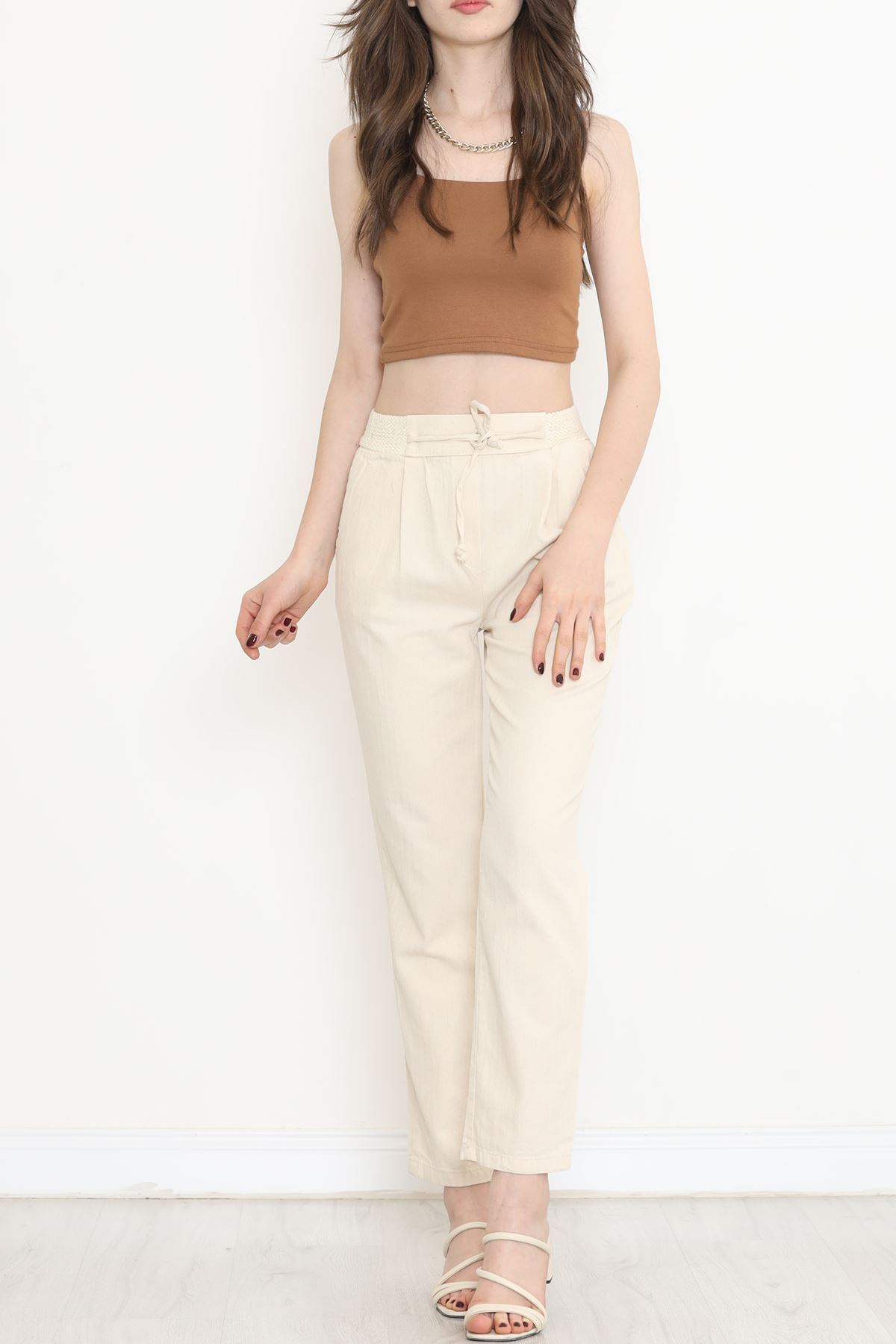 Guipure Linen Pants Beige - 152318.1779.