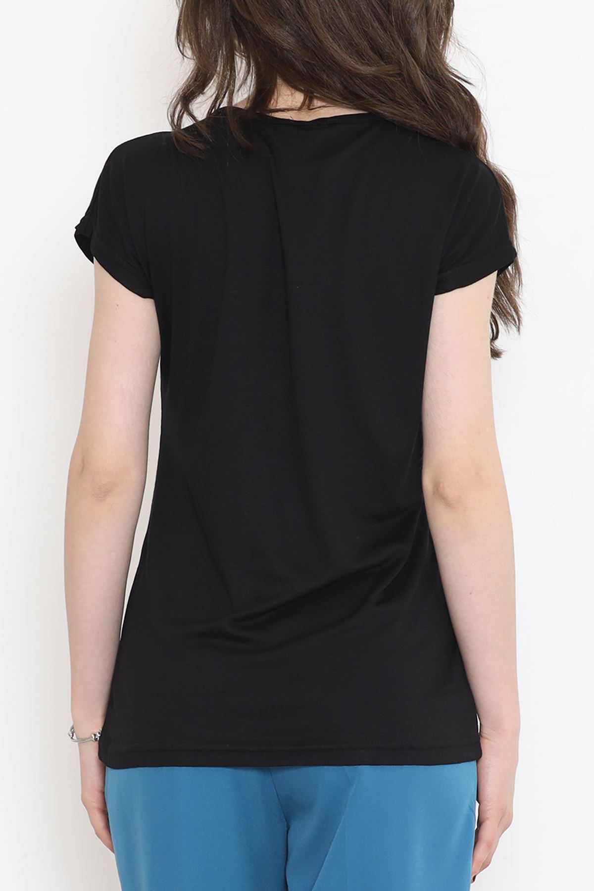 Blouse with Collar Chain Detail Black - 17121.599.