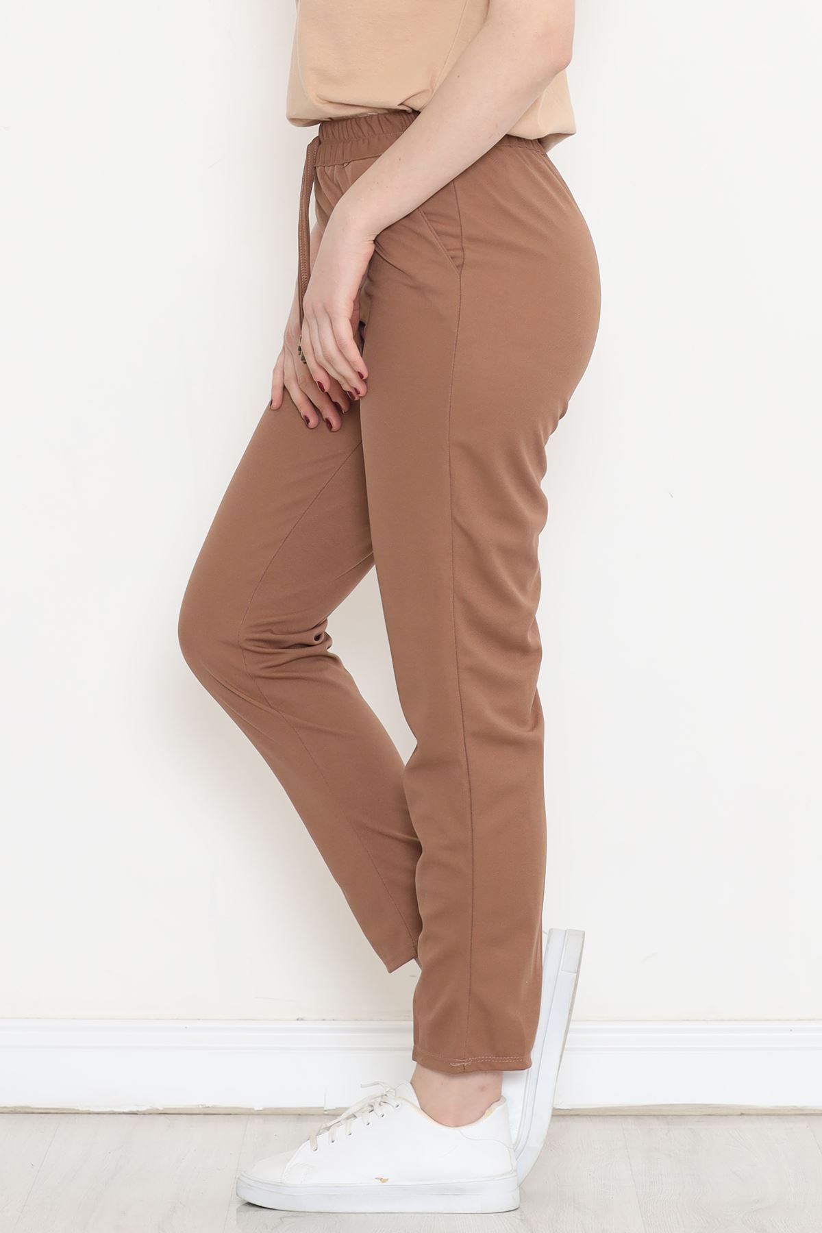 Crepe Lace-up Detailed Pants Sütlükahve - 152429.1778.