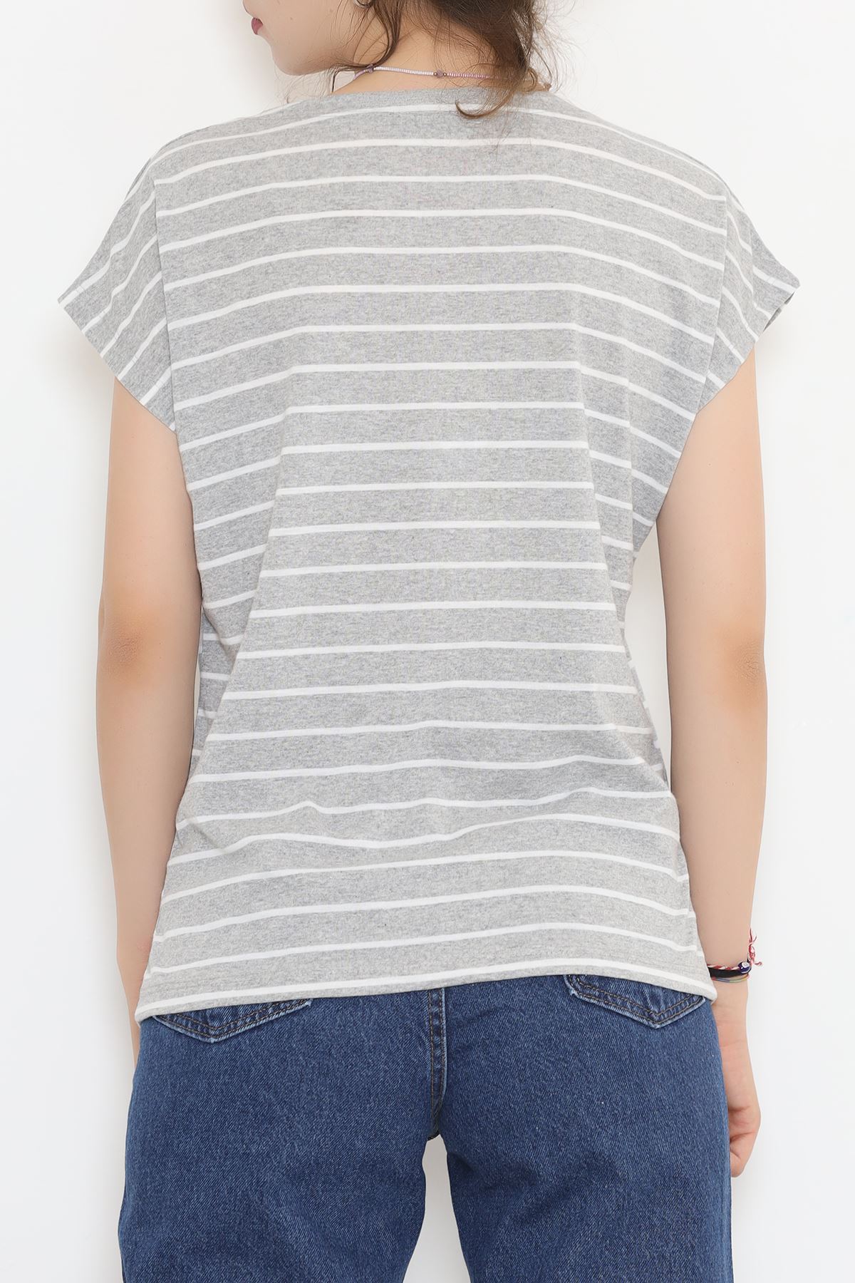 Striped T-shirt with zipper Grey1 - 9657.1567.