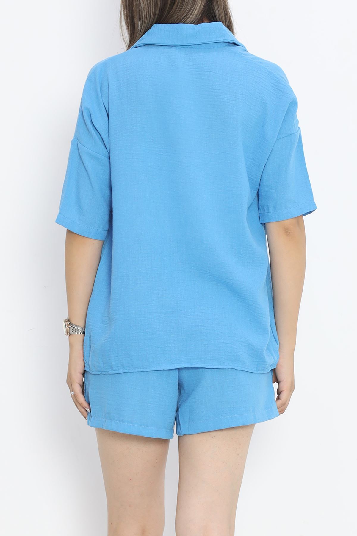 Linen Shorts Suit Blue - 712.1247.