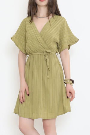 Double-breasted Collar Dress Green - 17368.701.