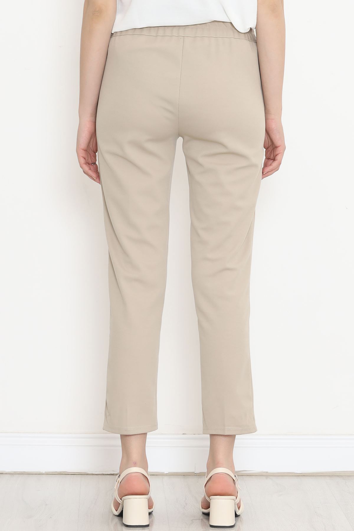 Crepe Lace-up Detailed Pants Beige - 152429.1778.