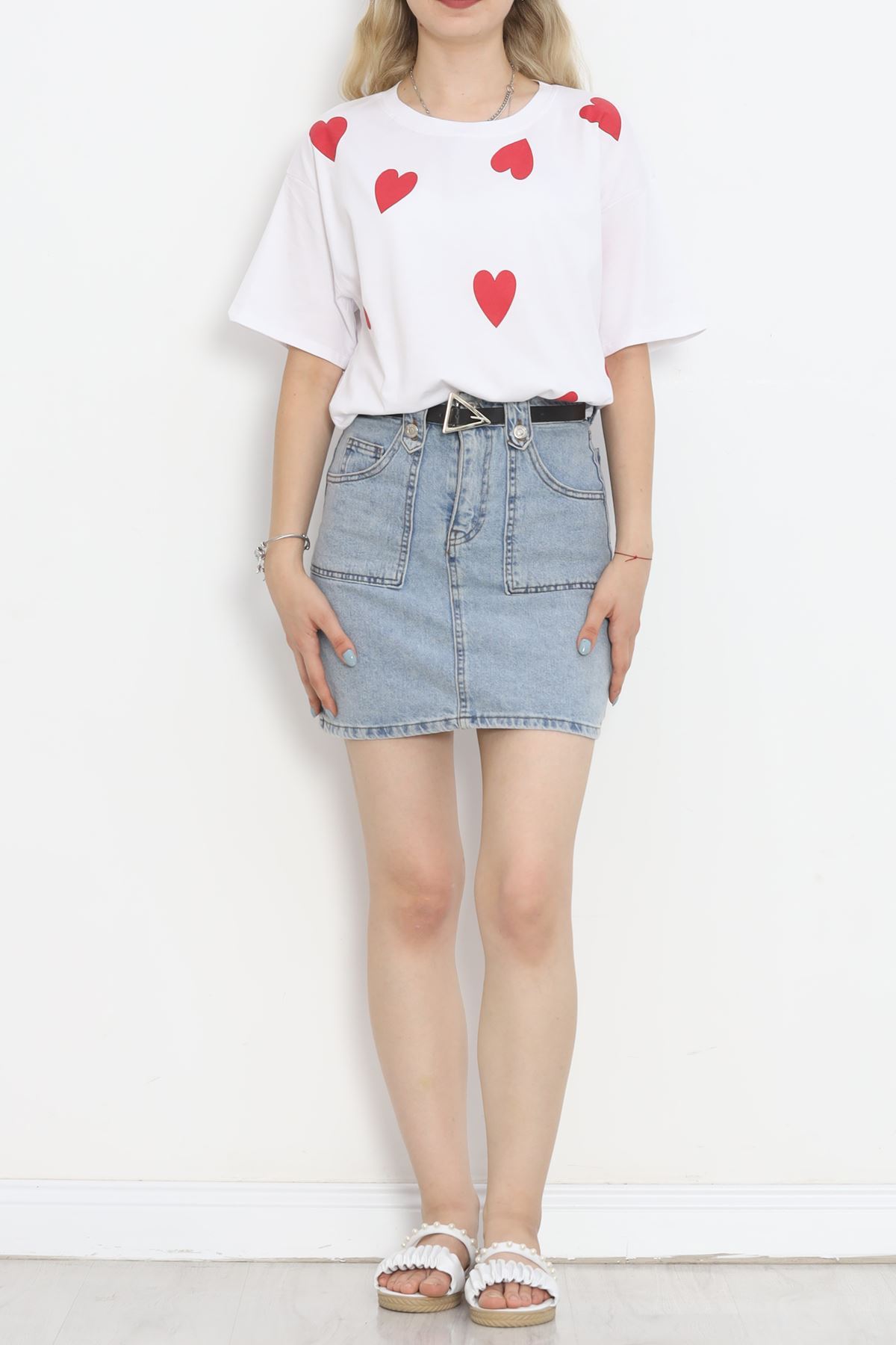 Heart Printed T-shirt White - 18861.1005.